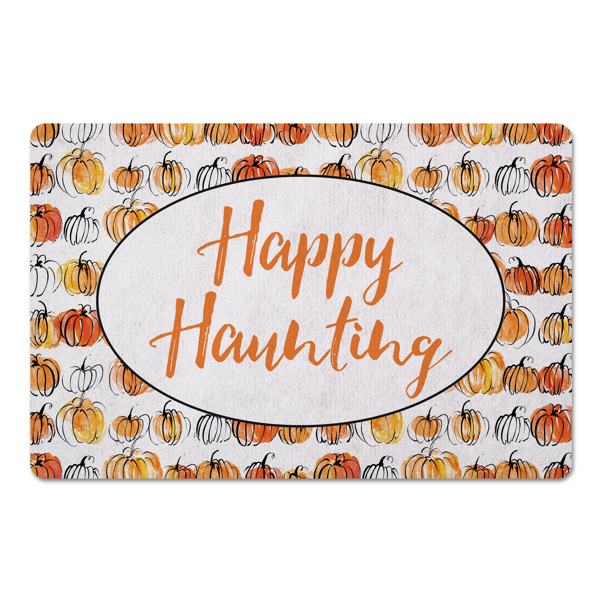 Happy Haunting Watercolor Pumpkins 27x18 Floor Mat