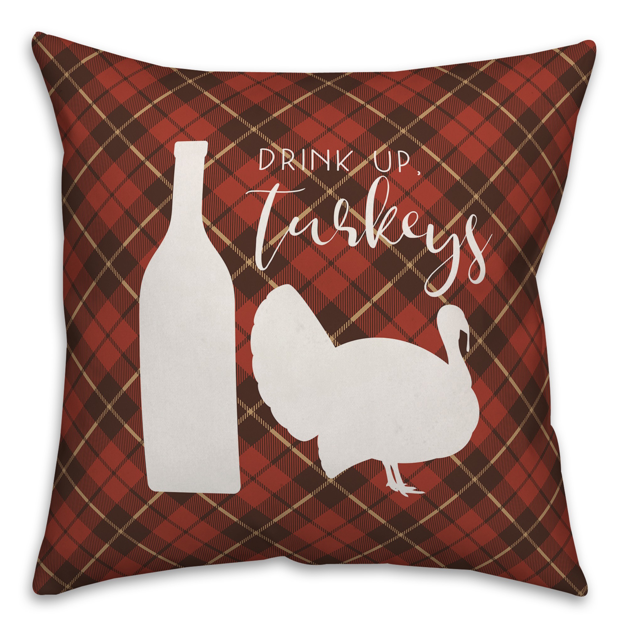 Drink Up Turkeys 18x18 Spun Poly Pillow