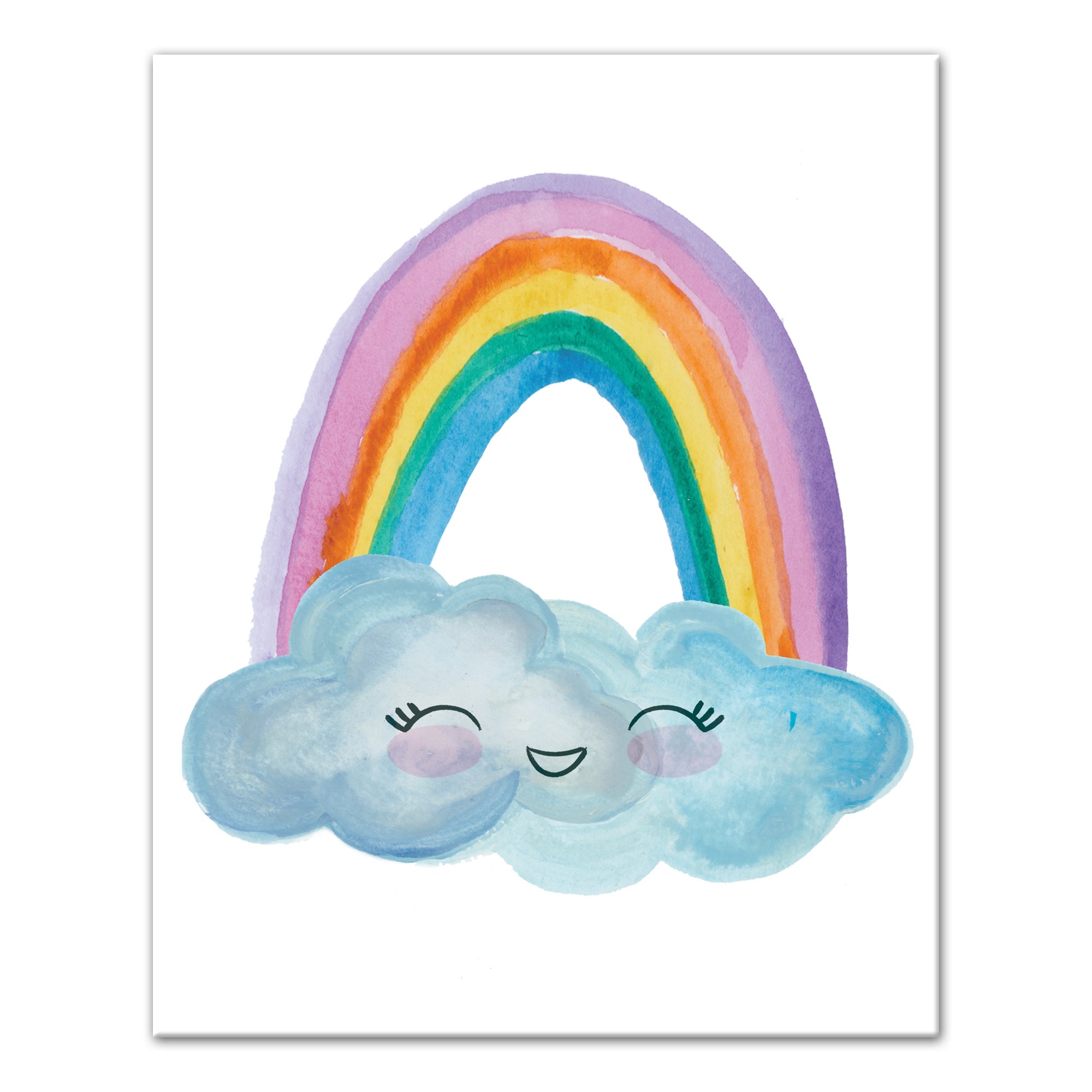 Watercolor Rainbow Face 16x20 Canvas Wall Art