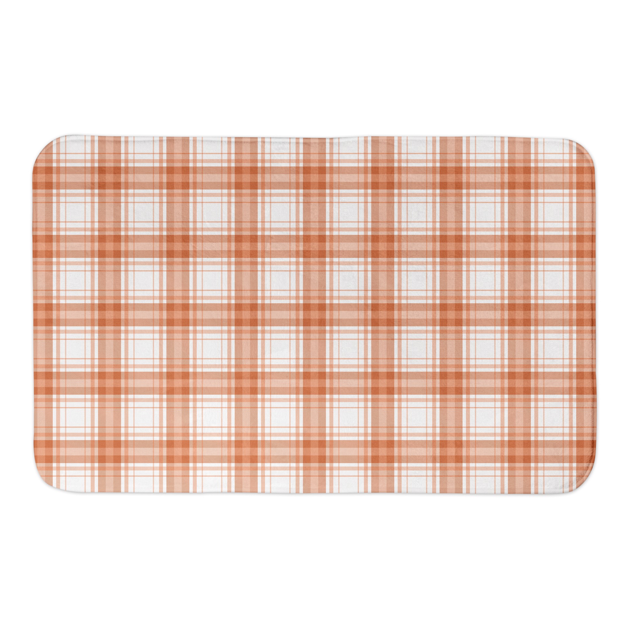 Orange Plaid 34x21 Bath Mat