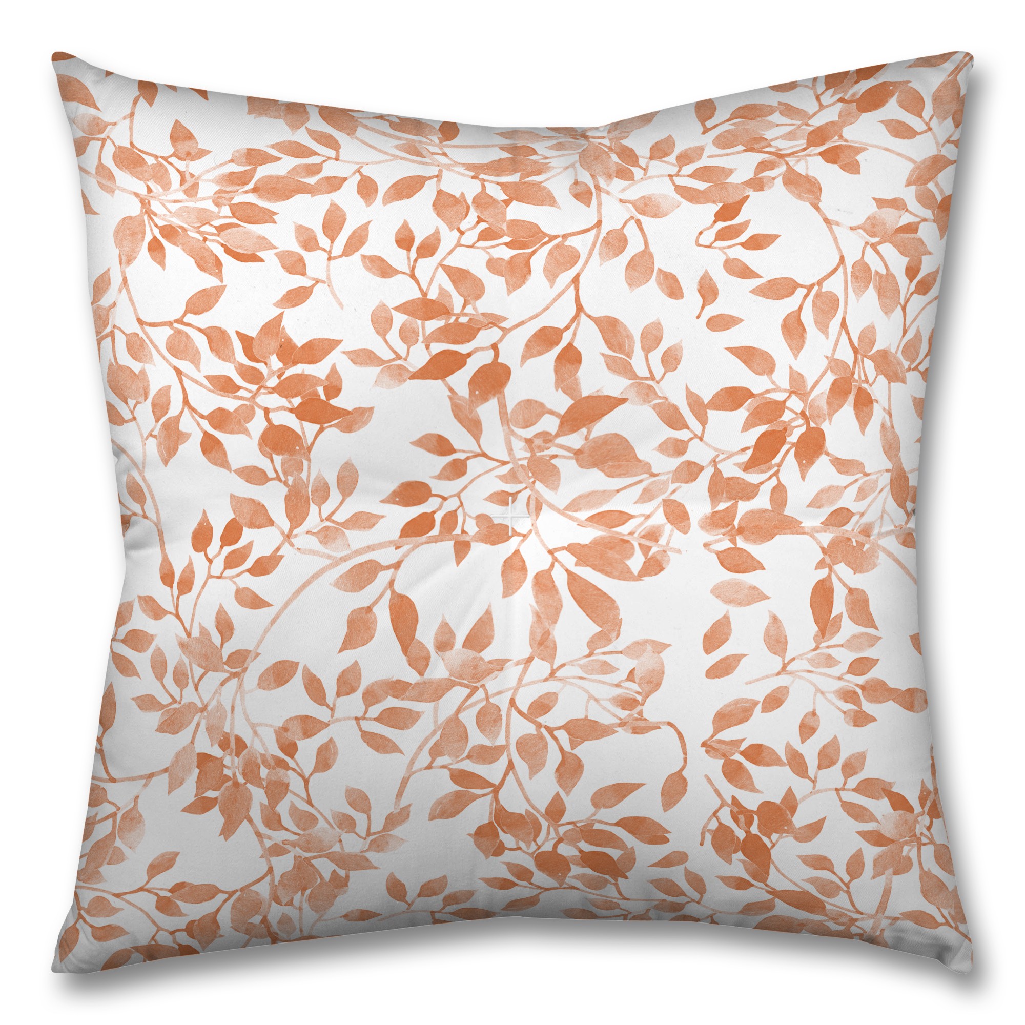 Orange Watercolor Leaves 26x26 Tufted Floor Pillow - Square