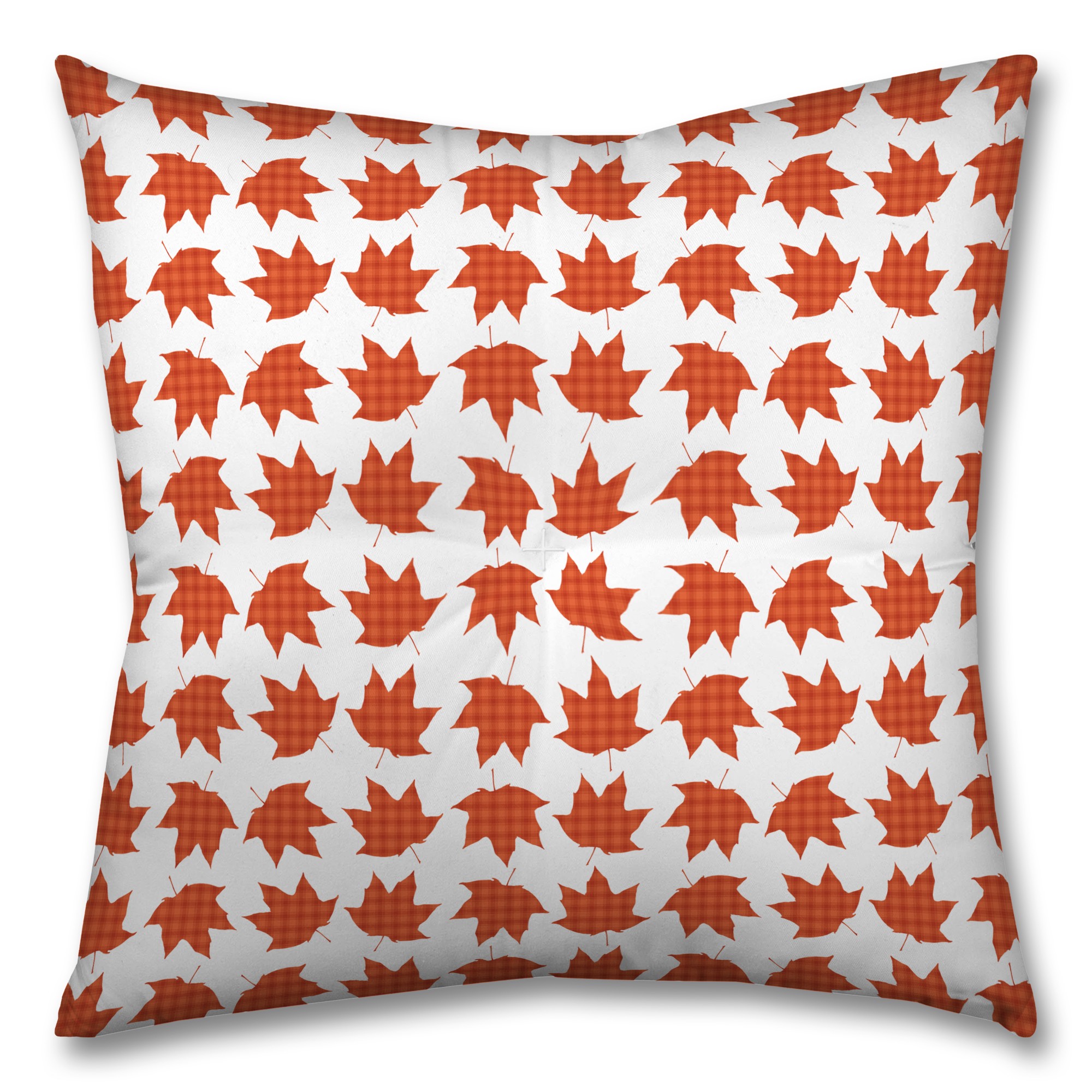 Plaid Leaf Pattern 26x26 Tufted Floor Pillow - Square