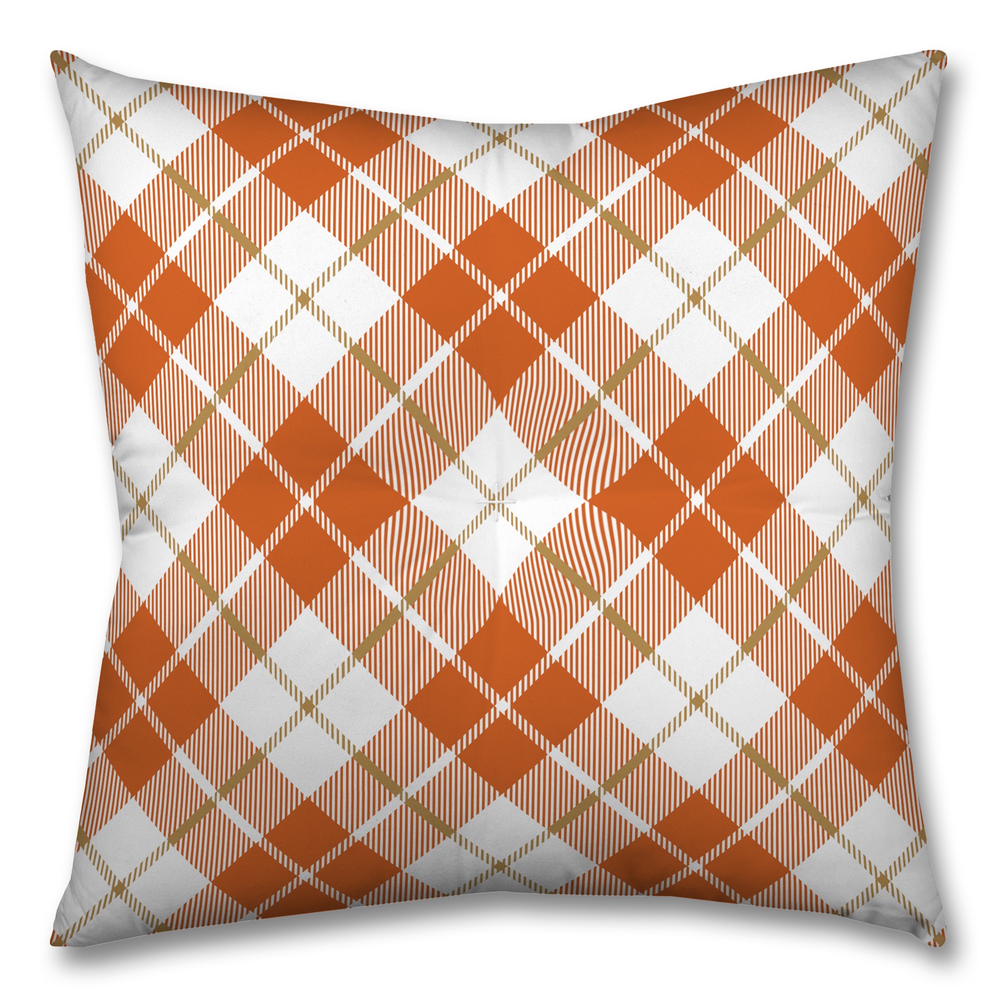 Orange Plaid 26x26 Tufted Floor Pillow - Square