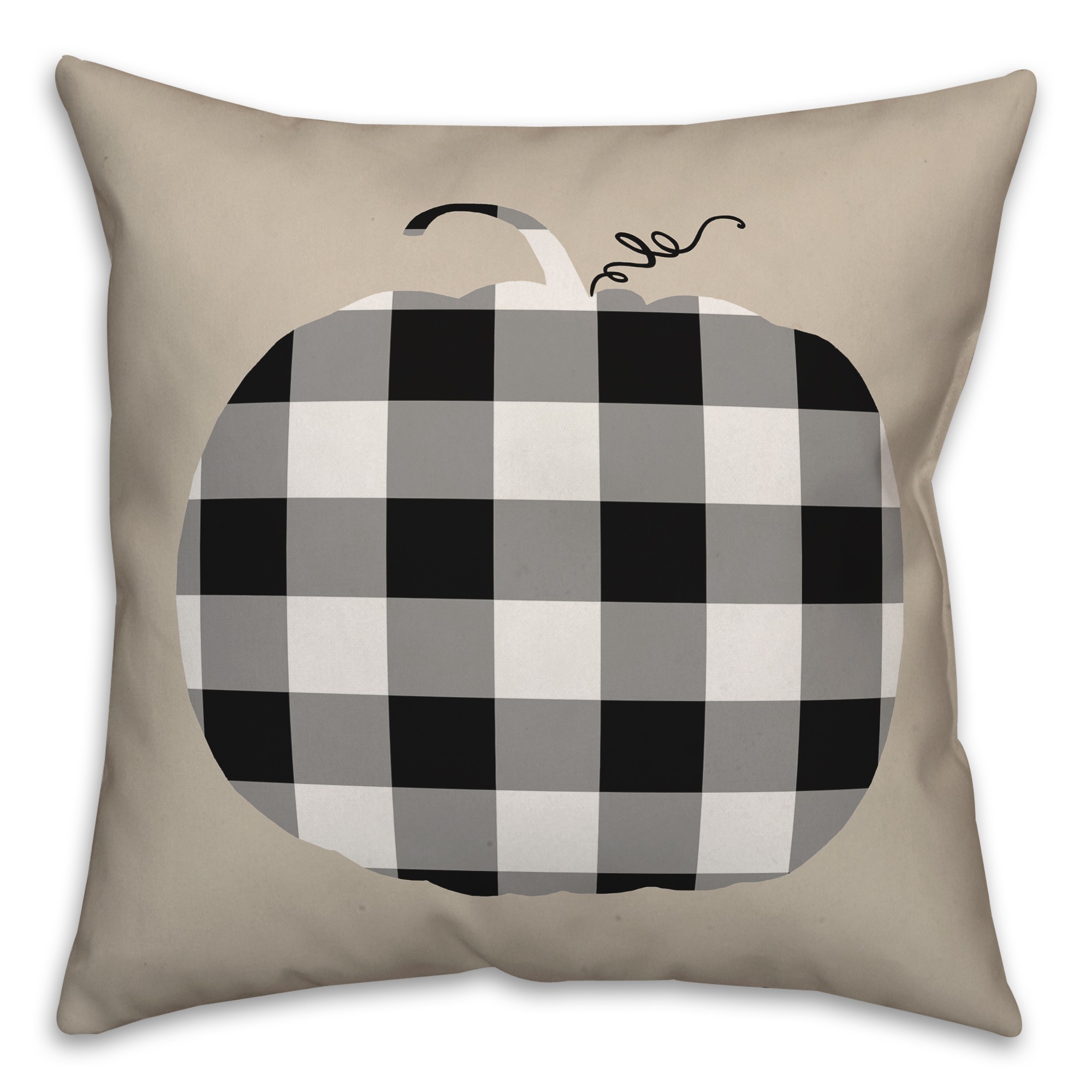 Black Buffalo Check Pumpkin 18x18 Spun Poly Pillow