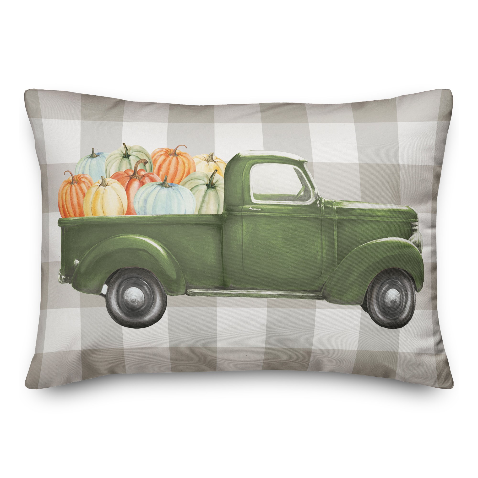Green Pumpkin Truck 14x20 Spun Poly Pillow