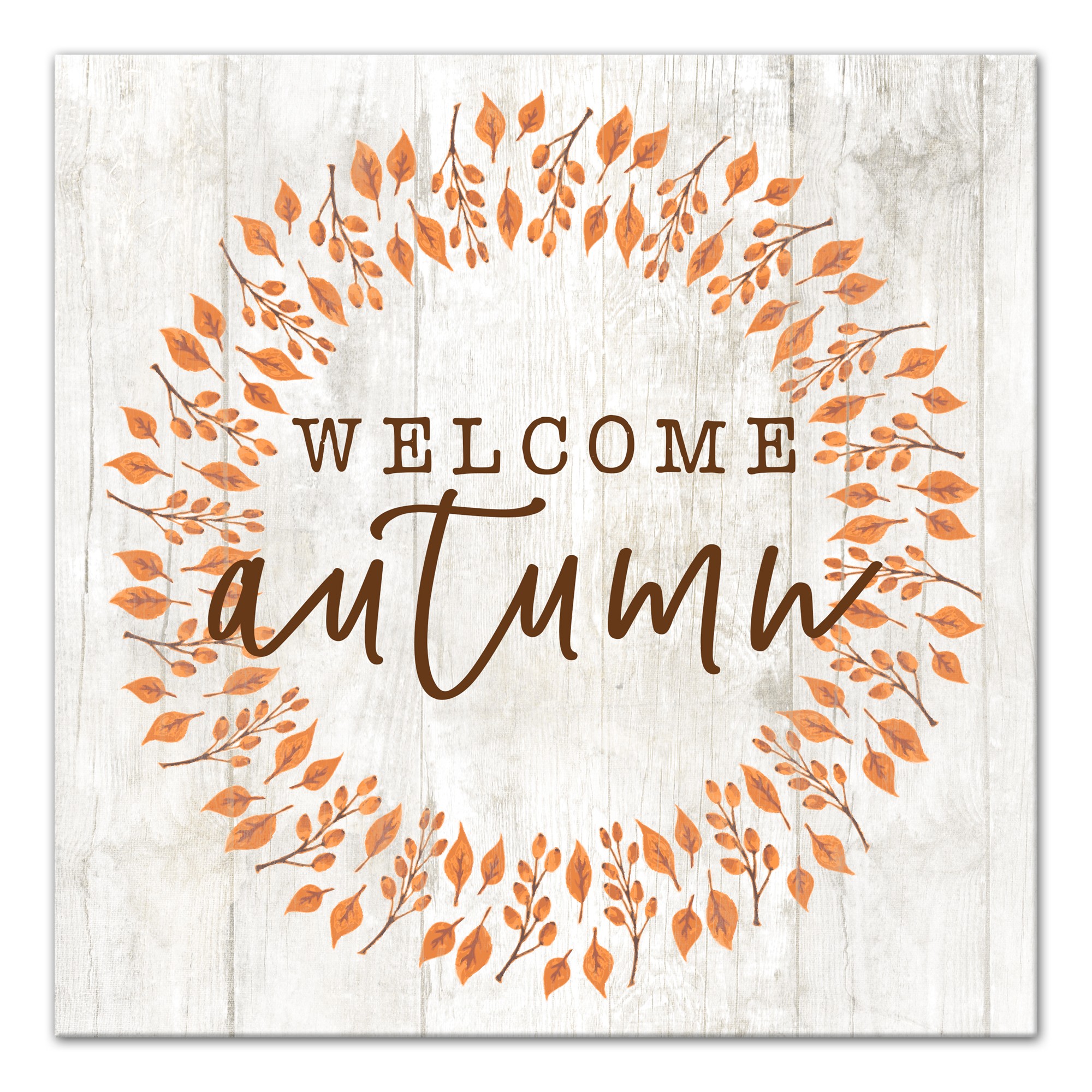 Welcom Autumn Wreath 16x16 Canvas Wall Art