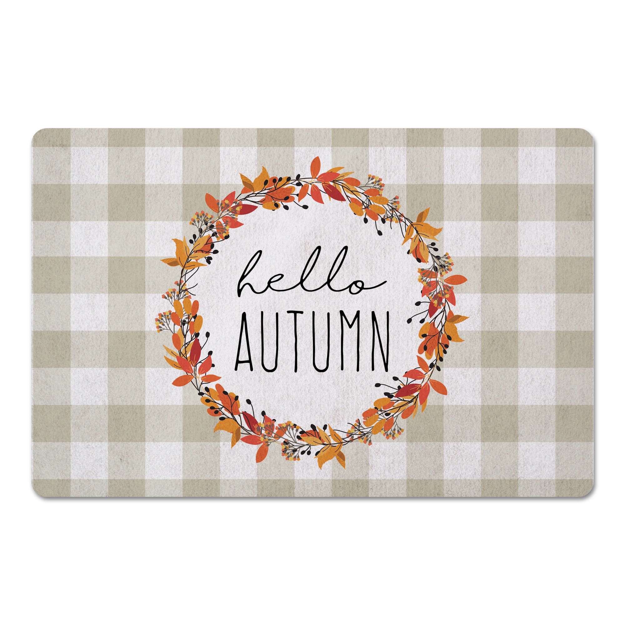Hellp Autumn Tan Check 27x18 Floor Mat