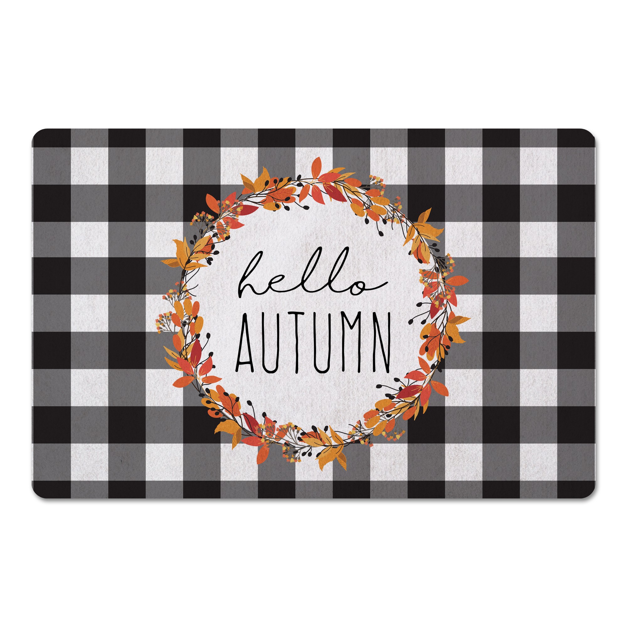 Hellp Autumn Black Check 27x18 Floor Mat
