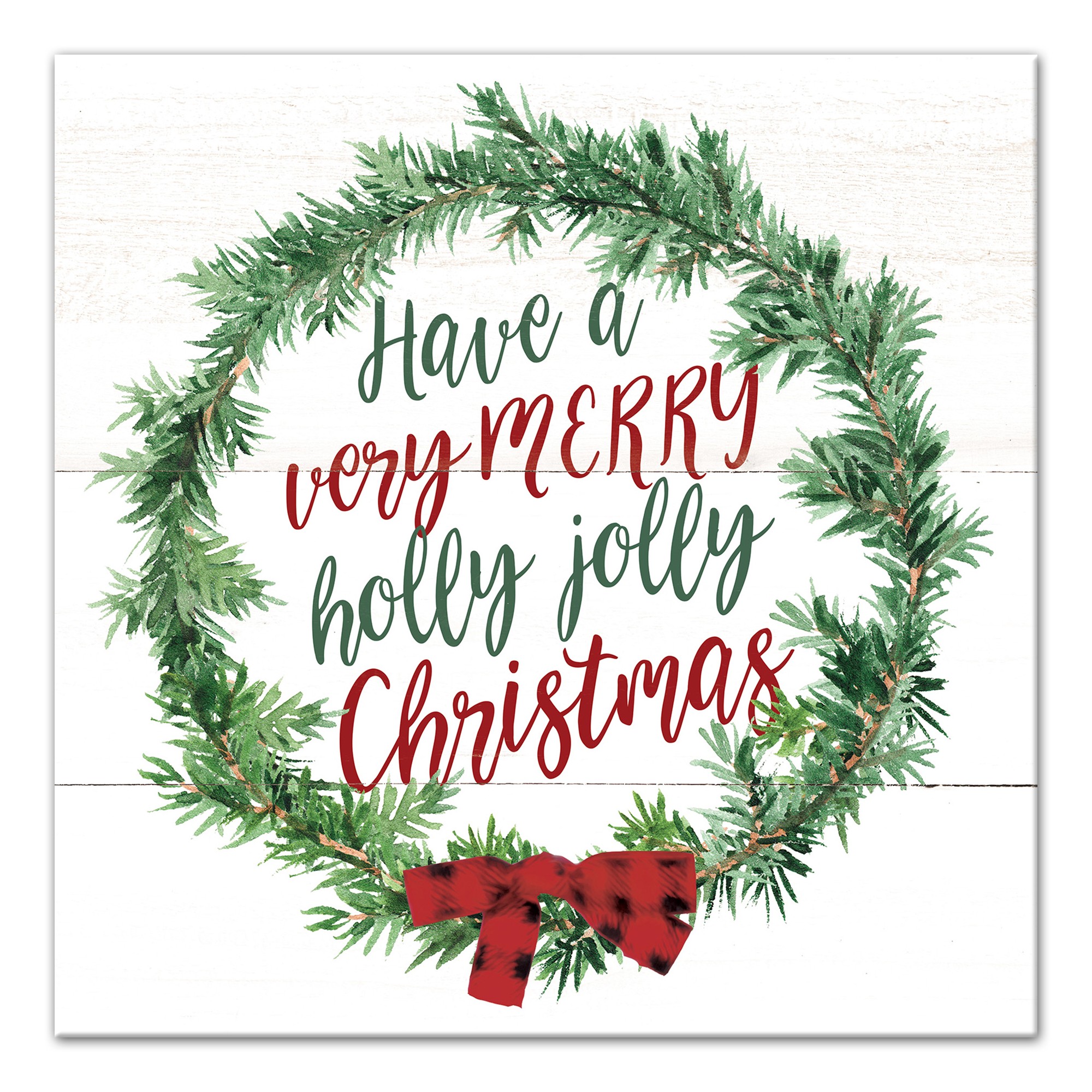 Very Merry Holly Jolly Christmas 12x12 Canvas Wall Art