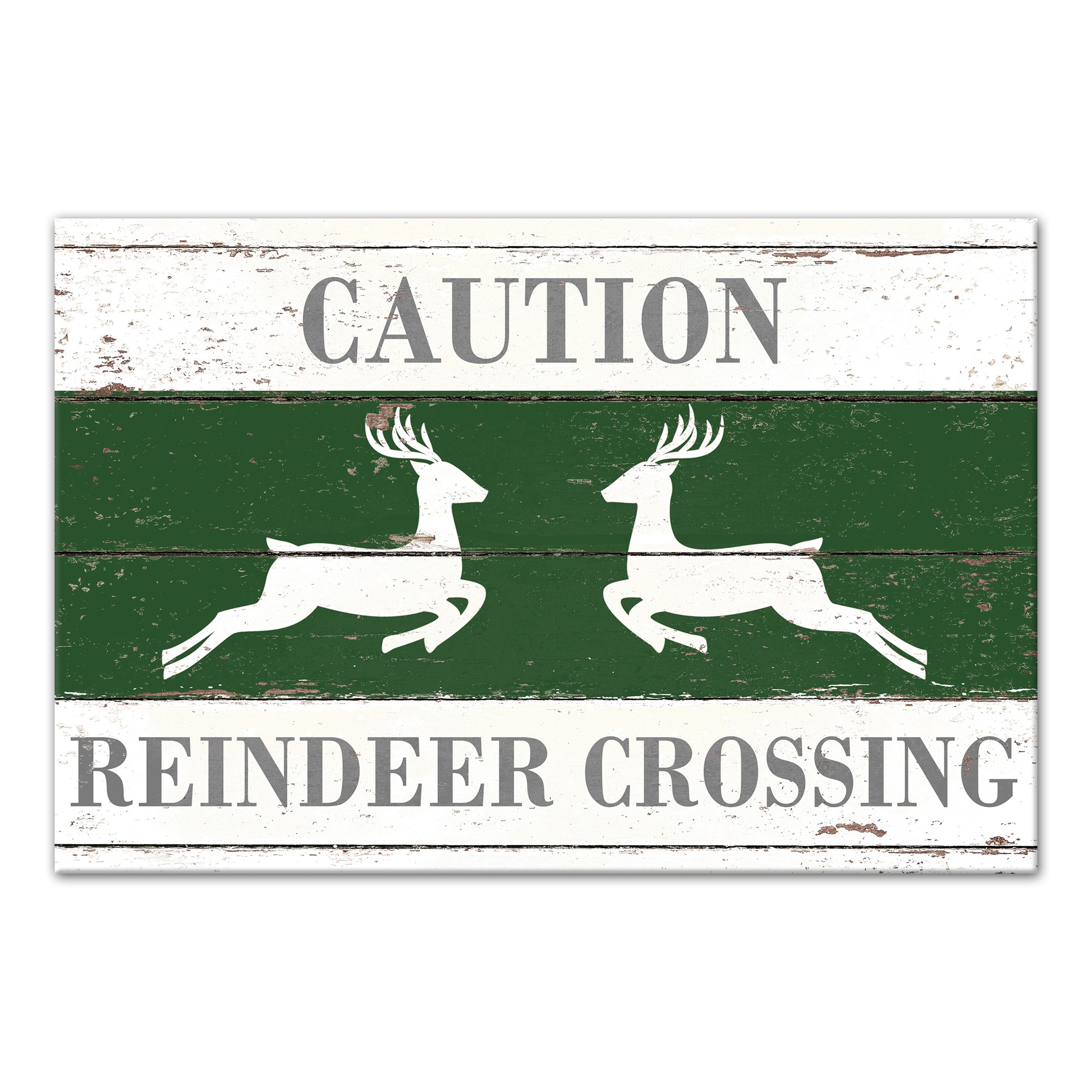 Caution Reindeer Crossing 12x18 Canvas Wall Art