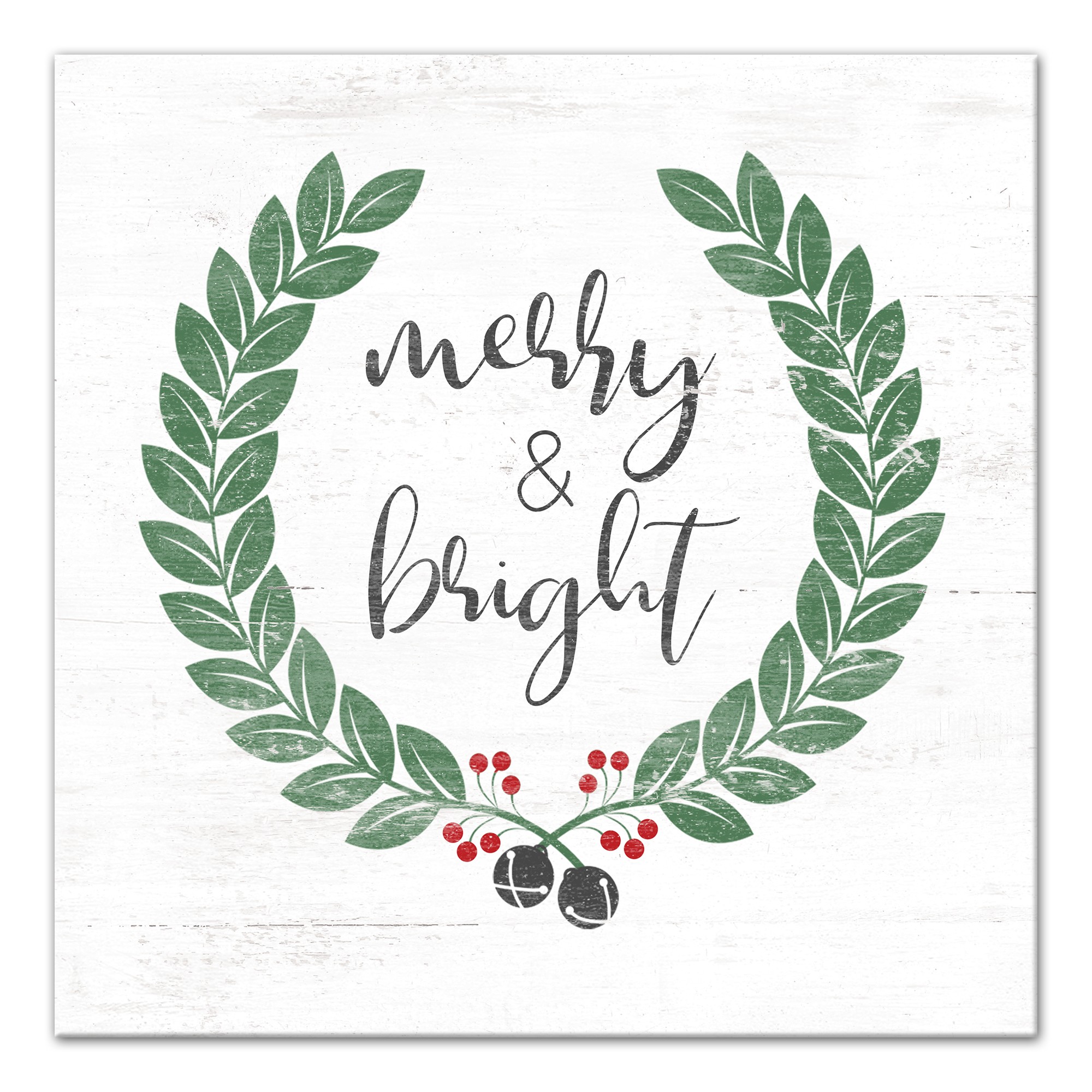 Merry and Bright Wreath 16x16 Canvas Wall Art