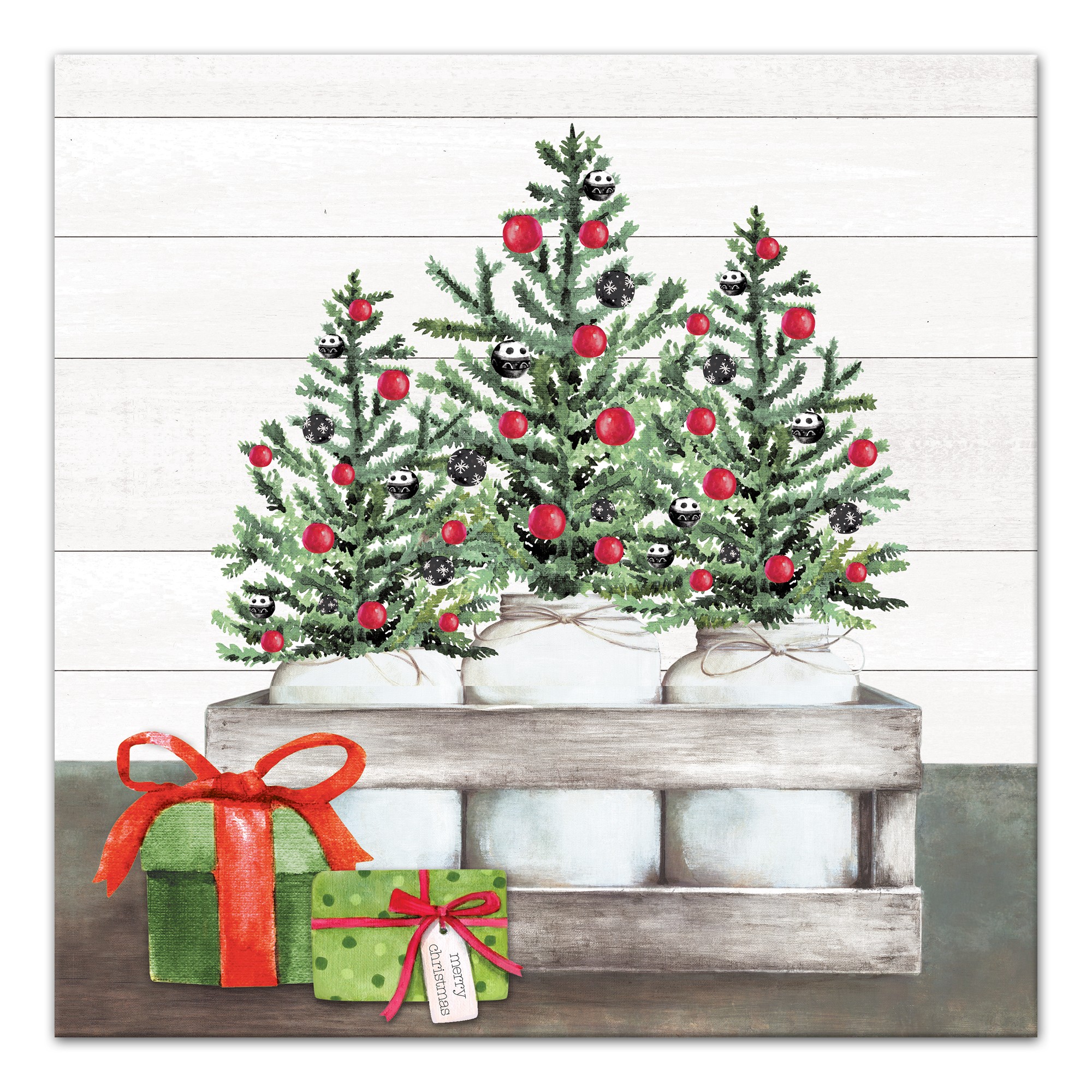 Mason Jar Christmas 24x24 Canvas Wall Art
