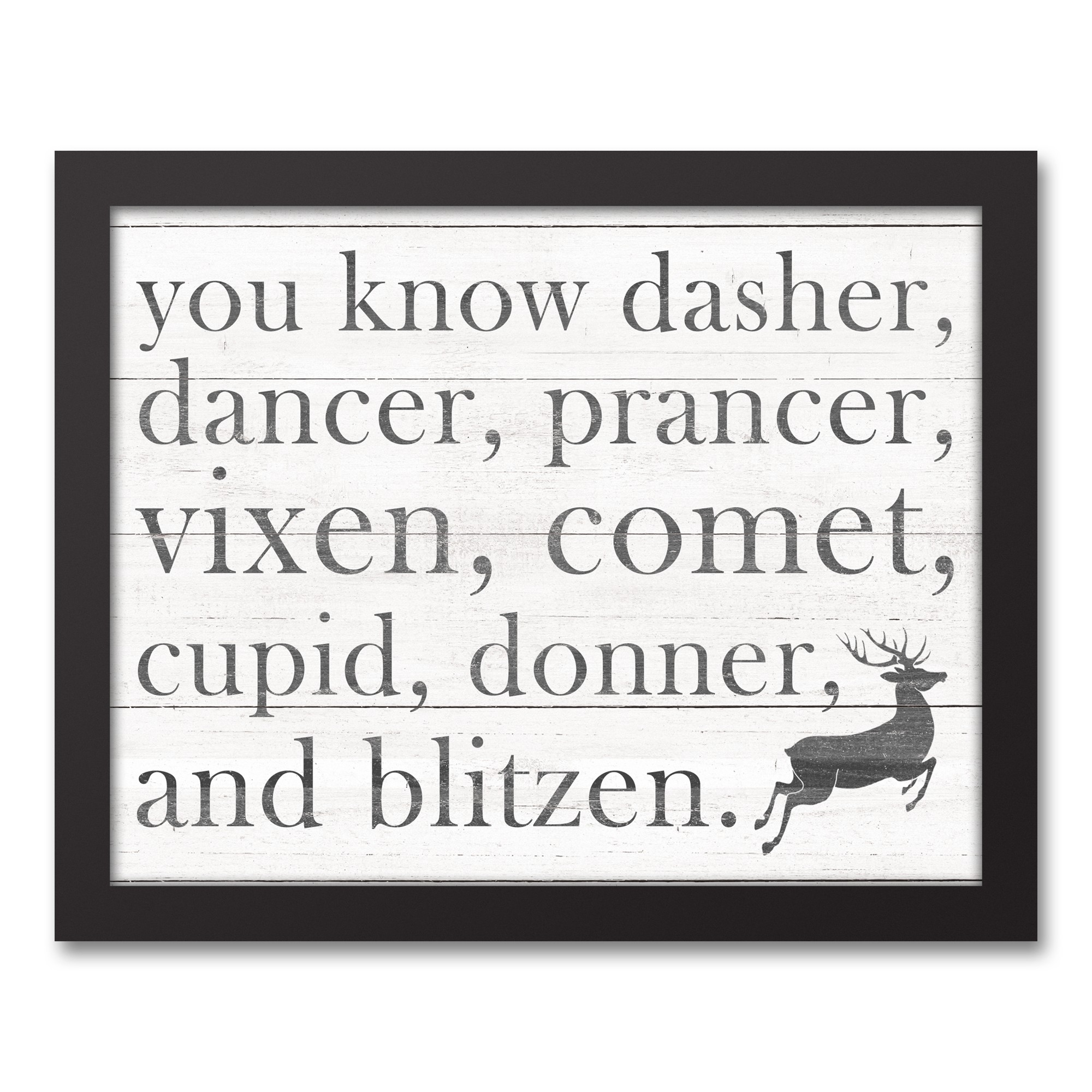 Reindeer Names 11x14 Black Framed Canvas
