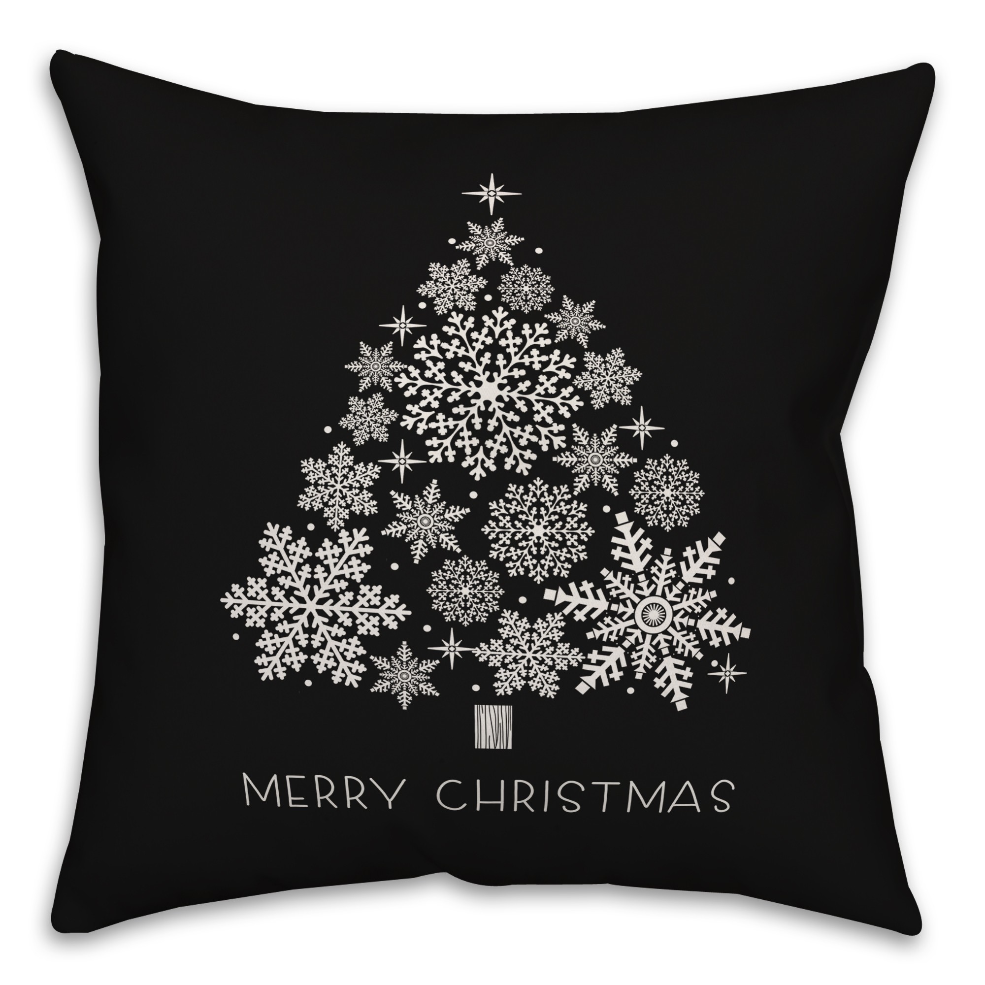 Black and White Christmas Tree 18x18 Spun Poly Pillow