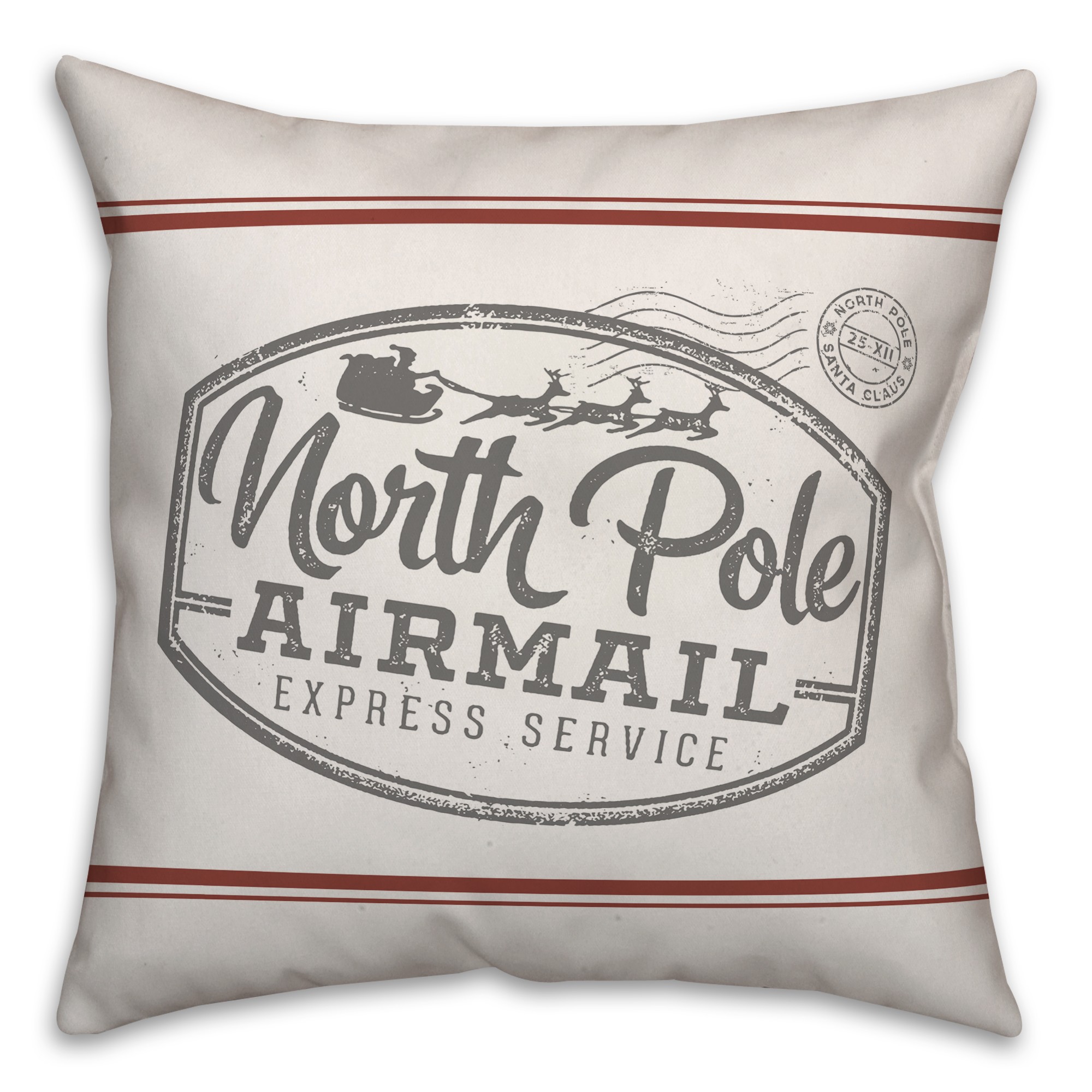 North Pole Airmail 18x18 Spun Poly Pillow