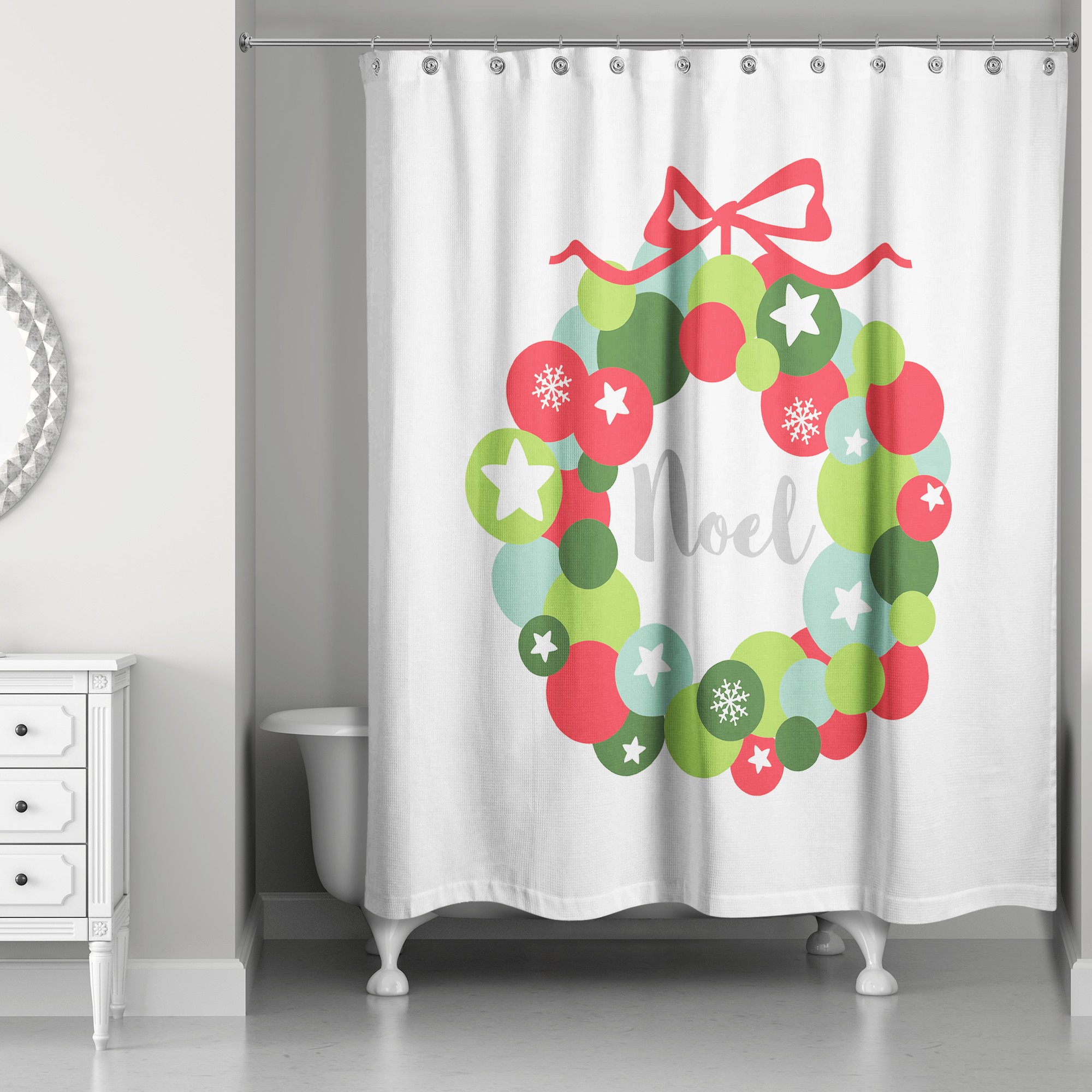 Noel Ornament Wreath 71x74 Shower Curtain