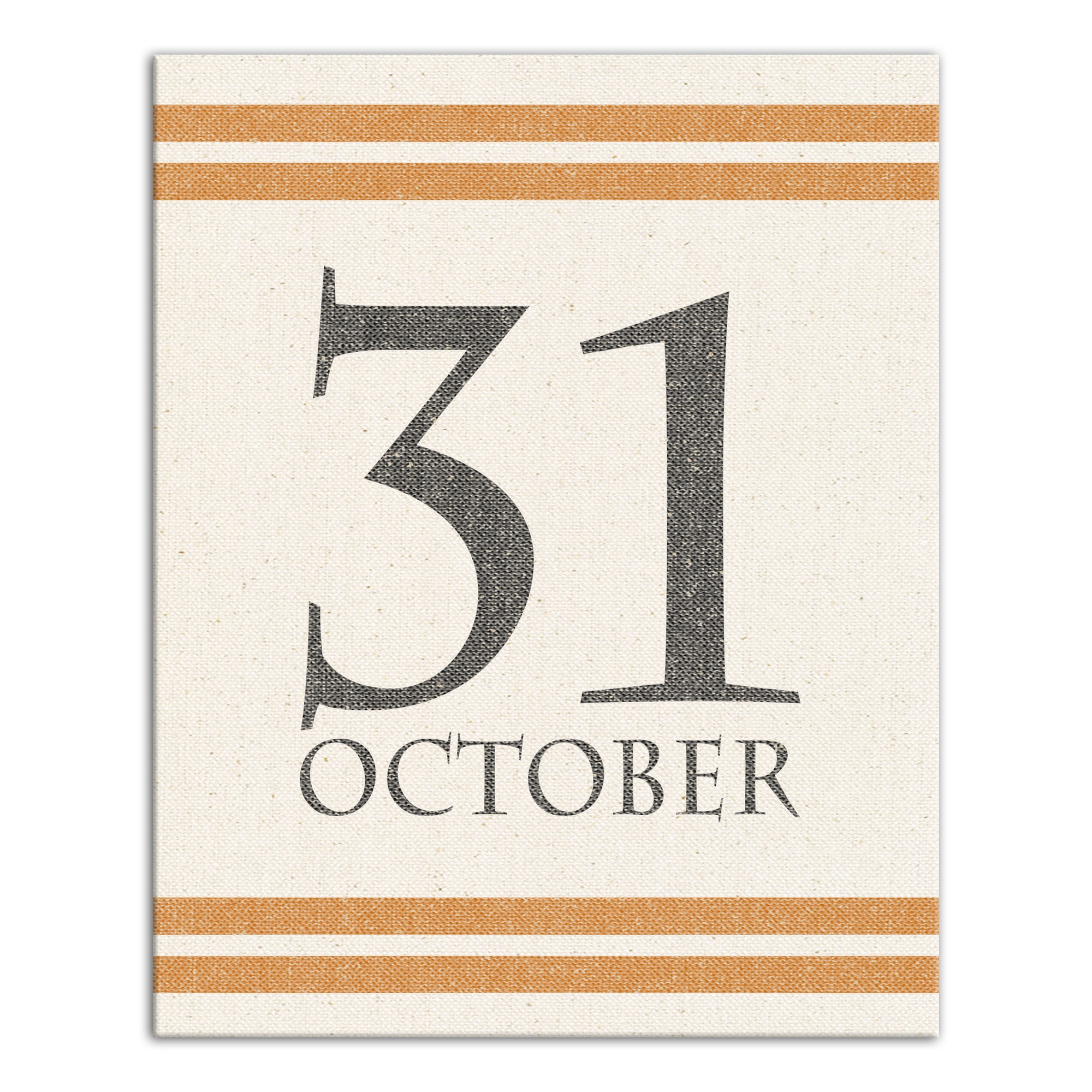 Halloween Date on Linen 16x20 Canvas Wall Art
