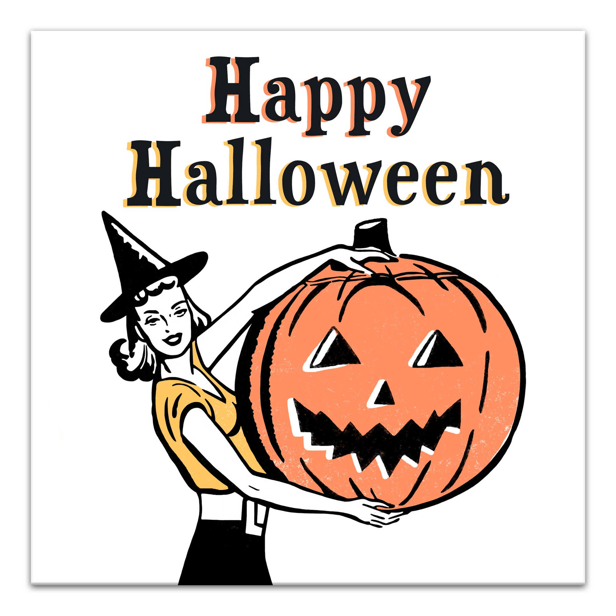 Vintage Happy Halloween 16x16 Canvas Wall Art