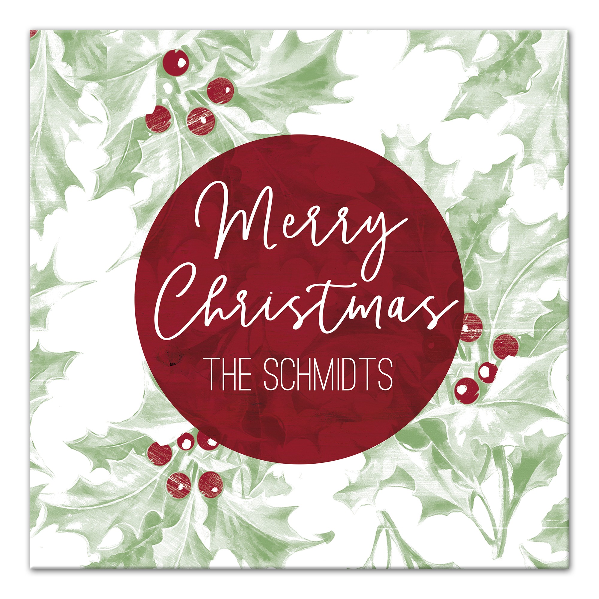 Merry Christmas Personalized 16x16 Personalized Canvas Wall Art