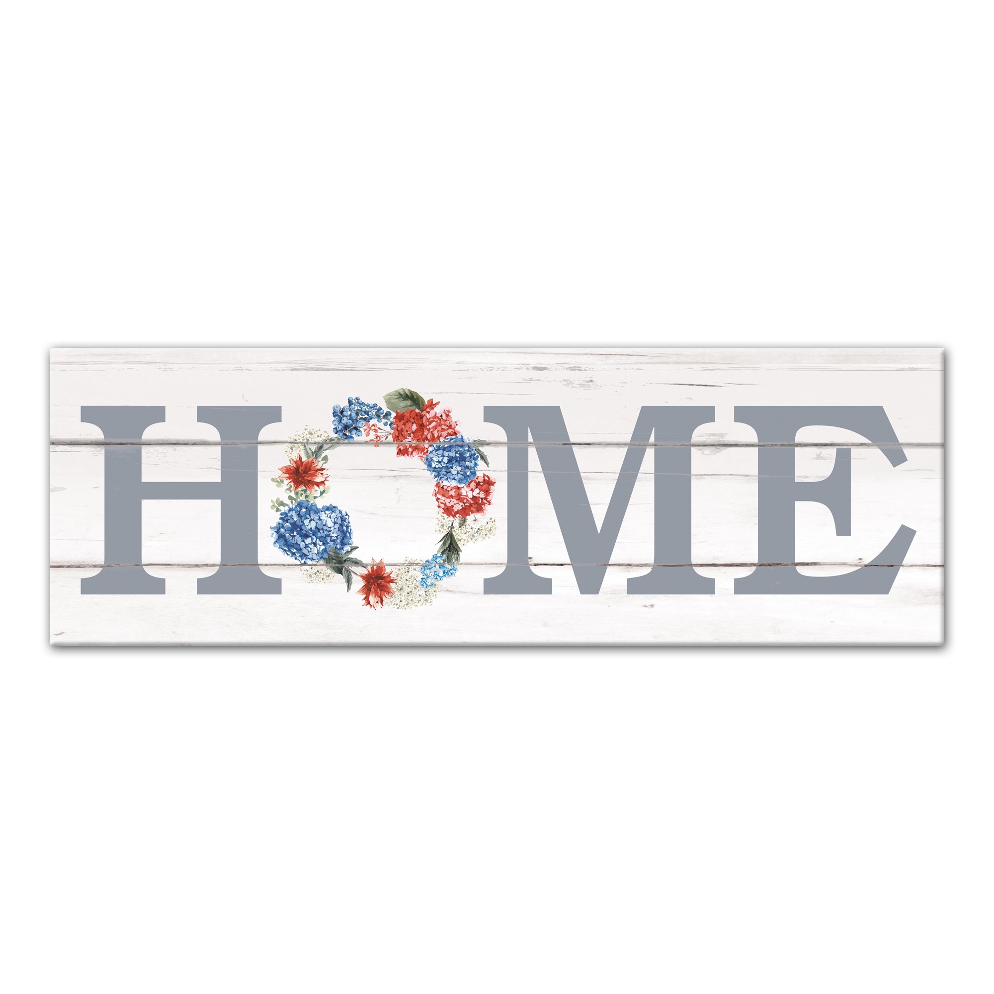 Home Patriotic Wreath 12x36 Canvas Wall Art