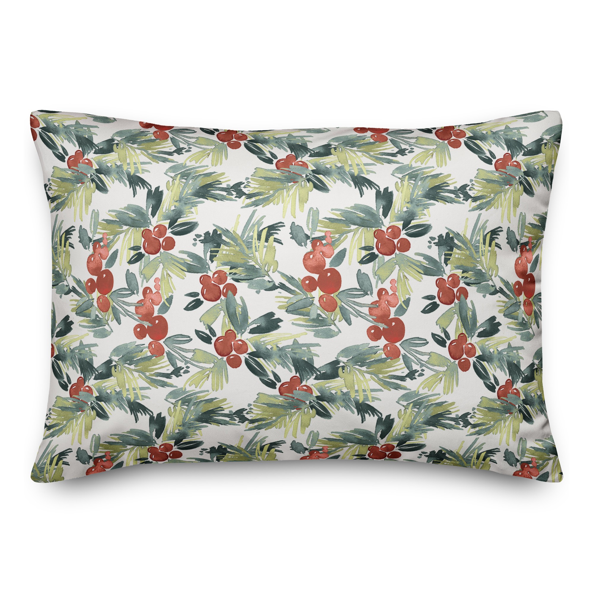 Watercolor Holly 14x20 Spun Poly Pillow