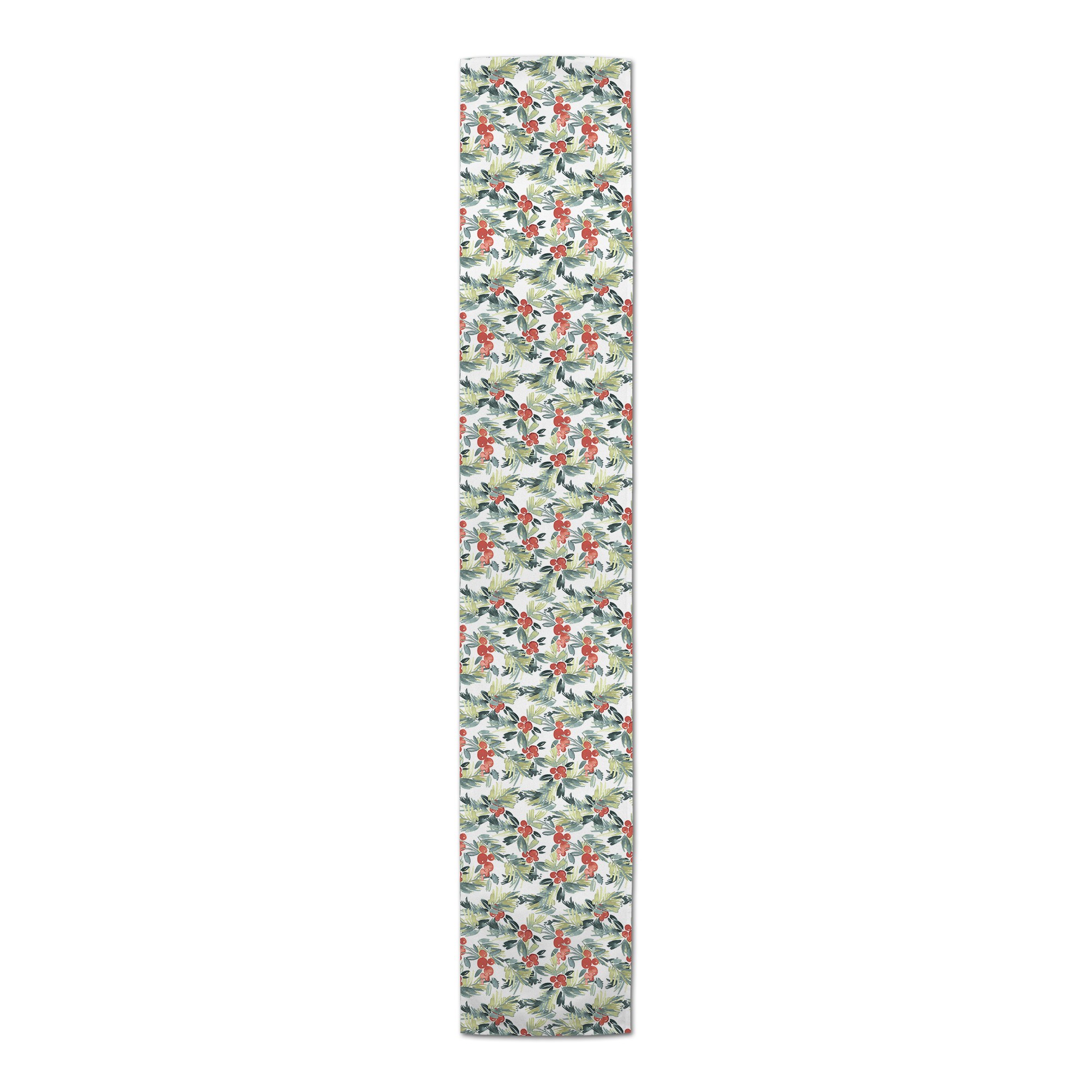 Watercolor Holly 16x90 Poly Twill Table Runner