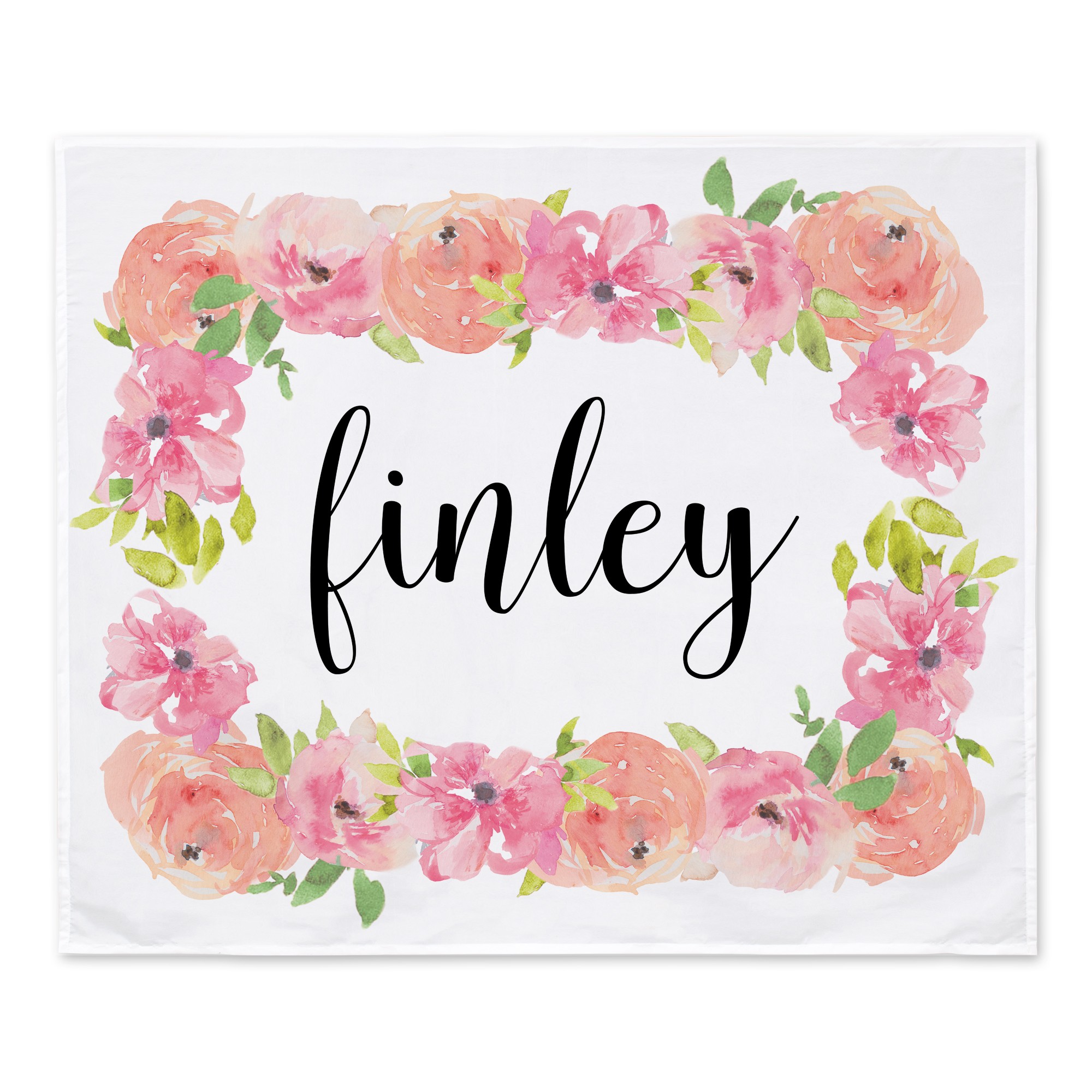 Floral Border Personalized 50x60 Personalized Tapestry