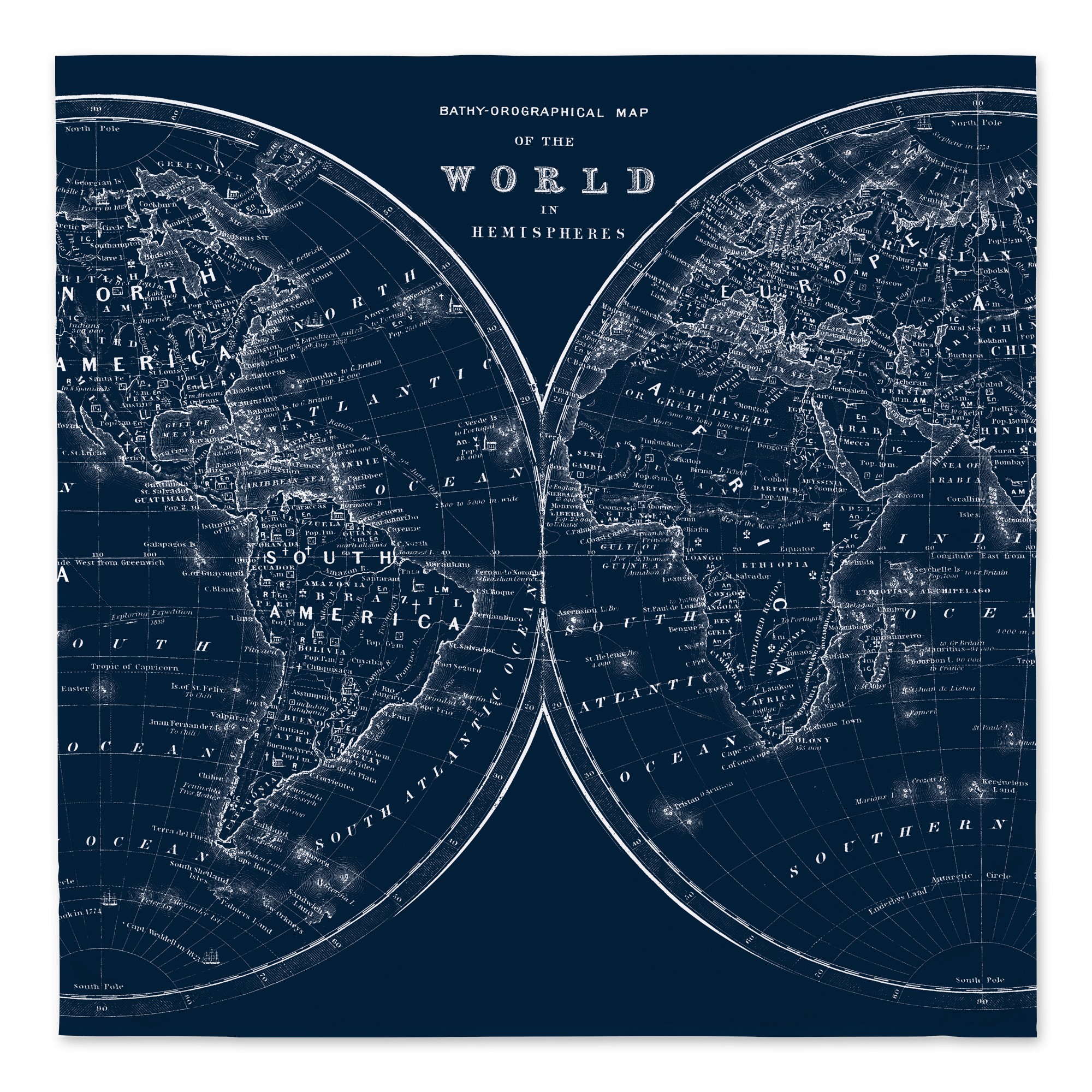 World Map 57x57 Tapestry