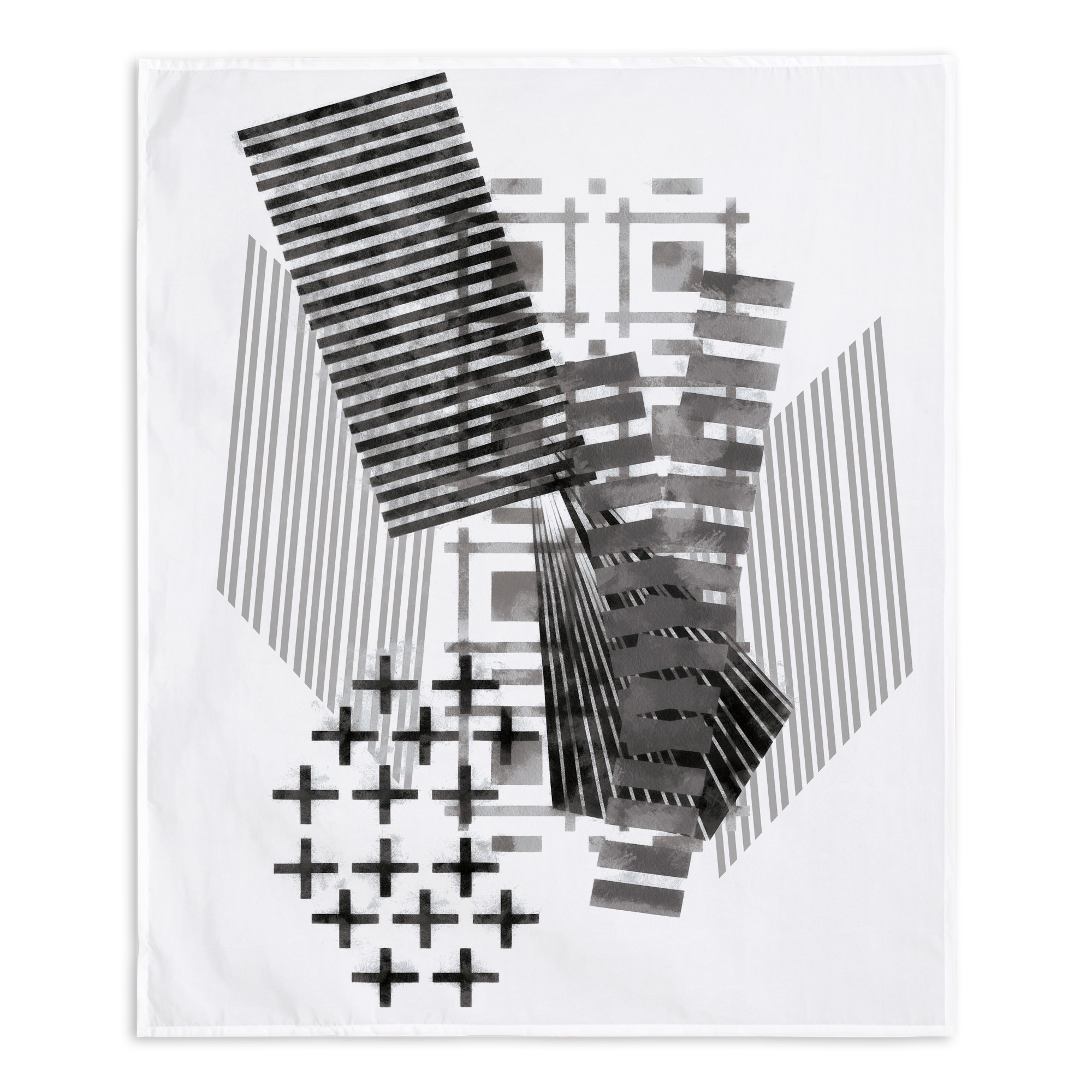 Black and White Abstract 50x60 Tapestry