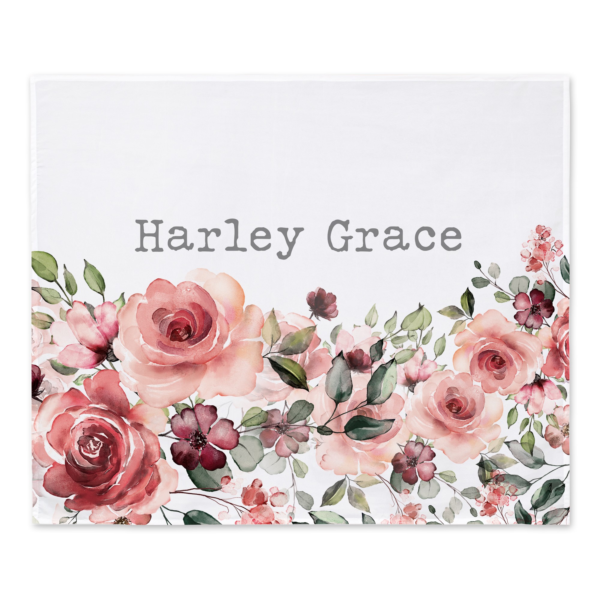 Watercolor Rose Personalized 50x60 Personalized Tapestry