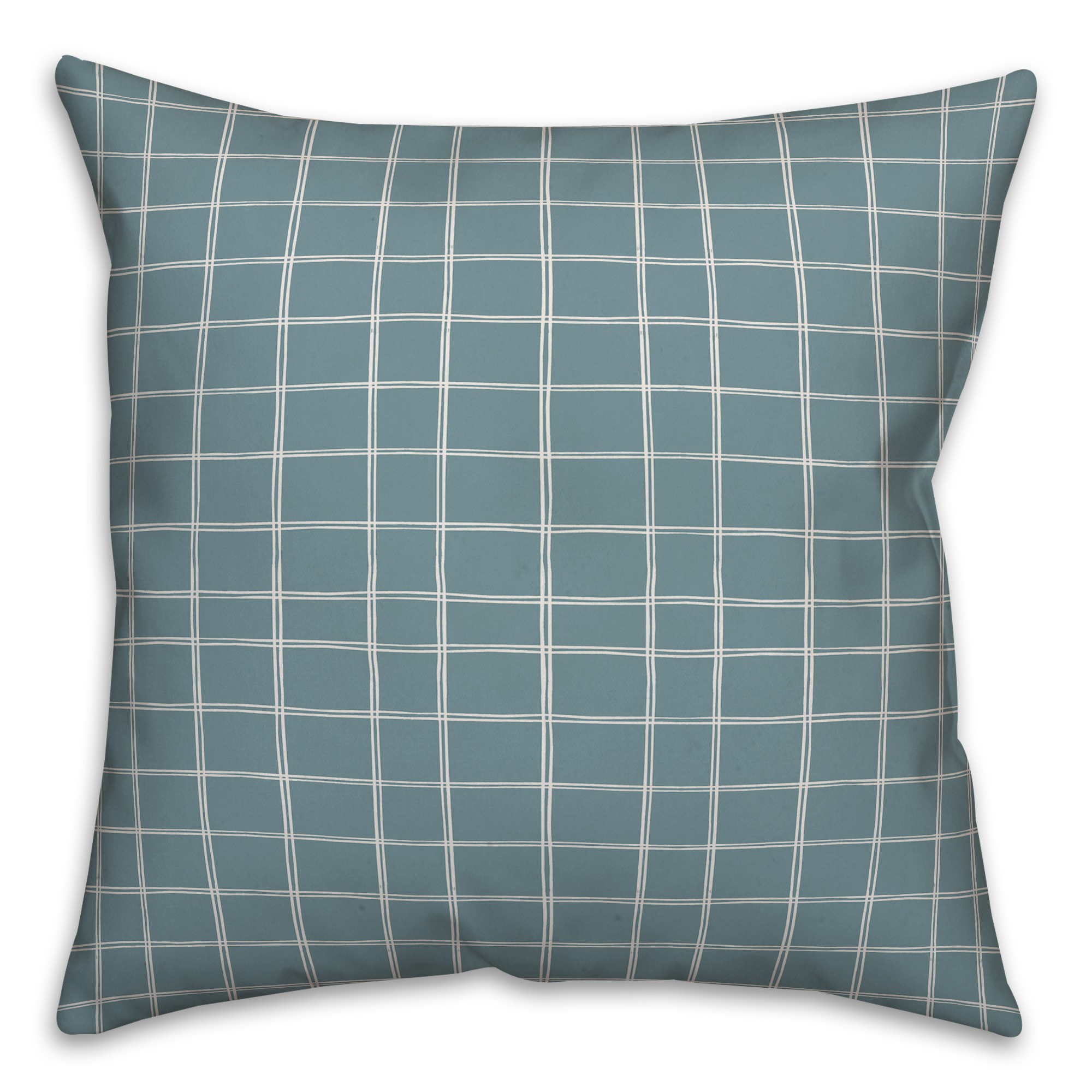 Drawn Plaid in Blue Pillow