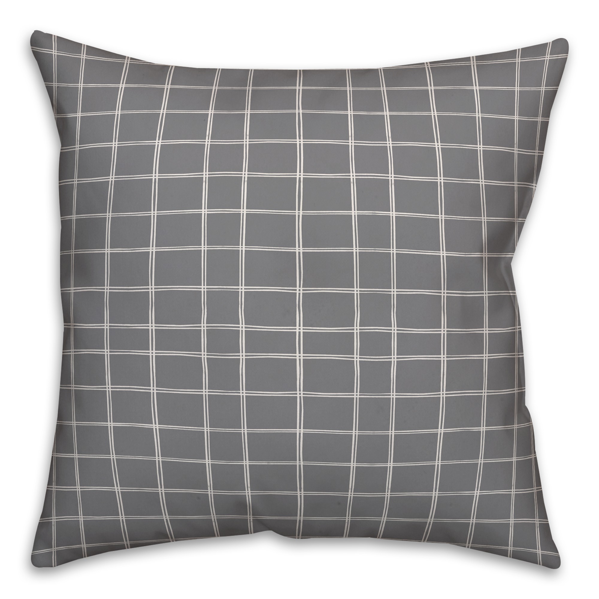 Drawn Plaid in Gray Pillow