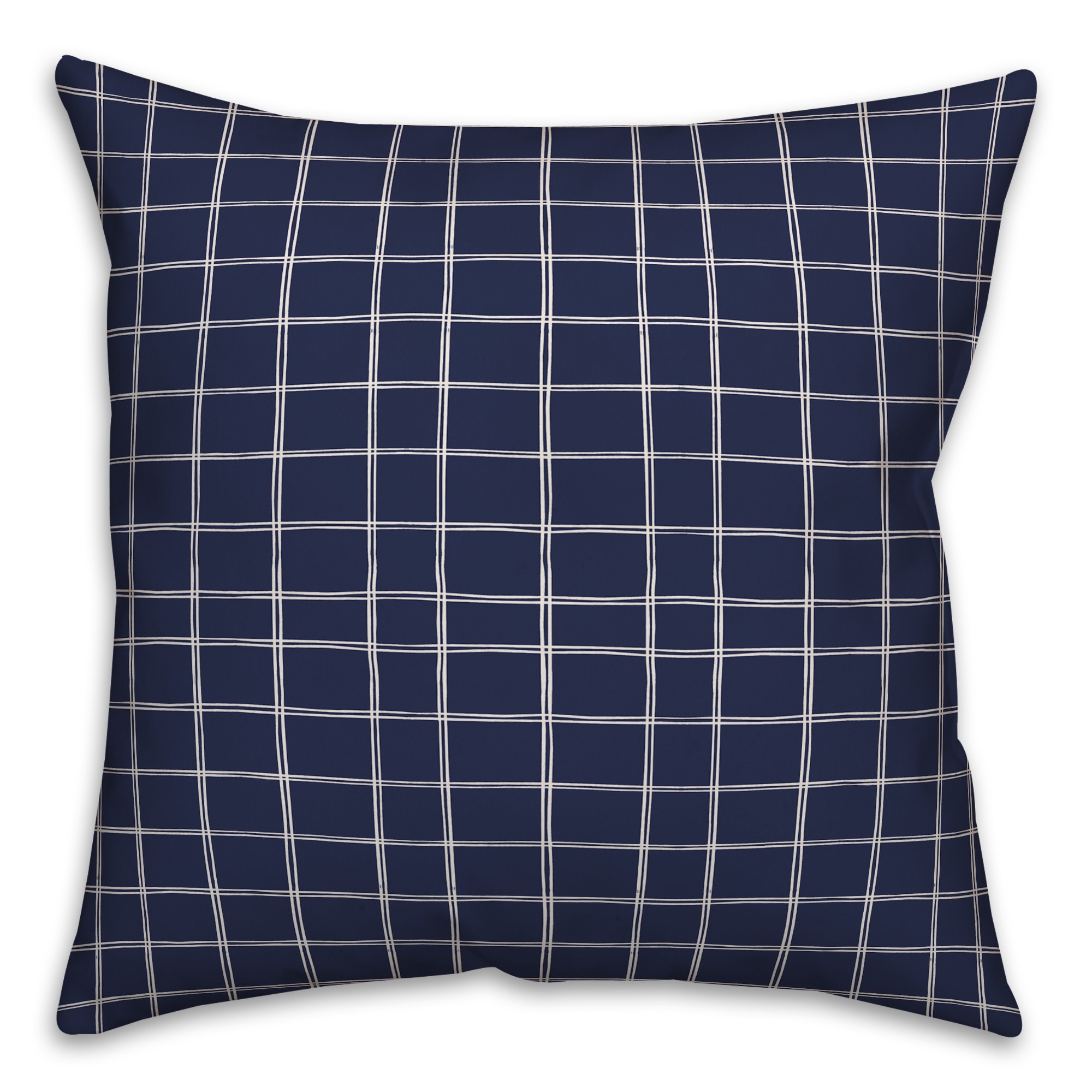 Drawn Plaid in Blue Pillow