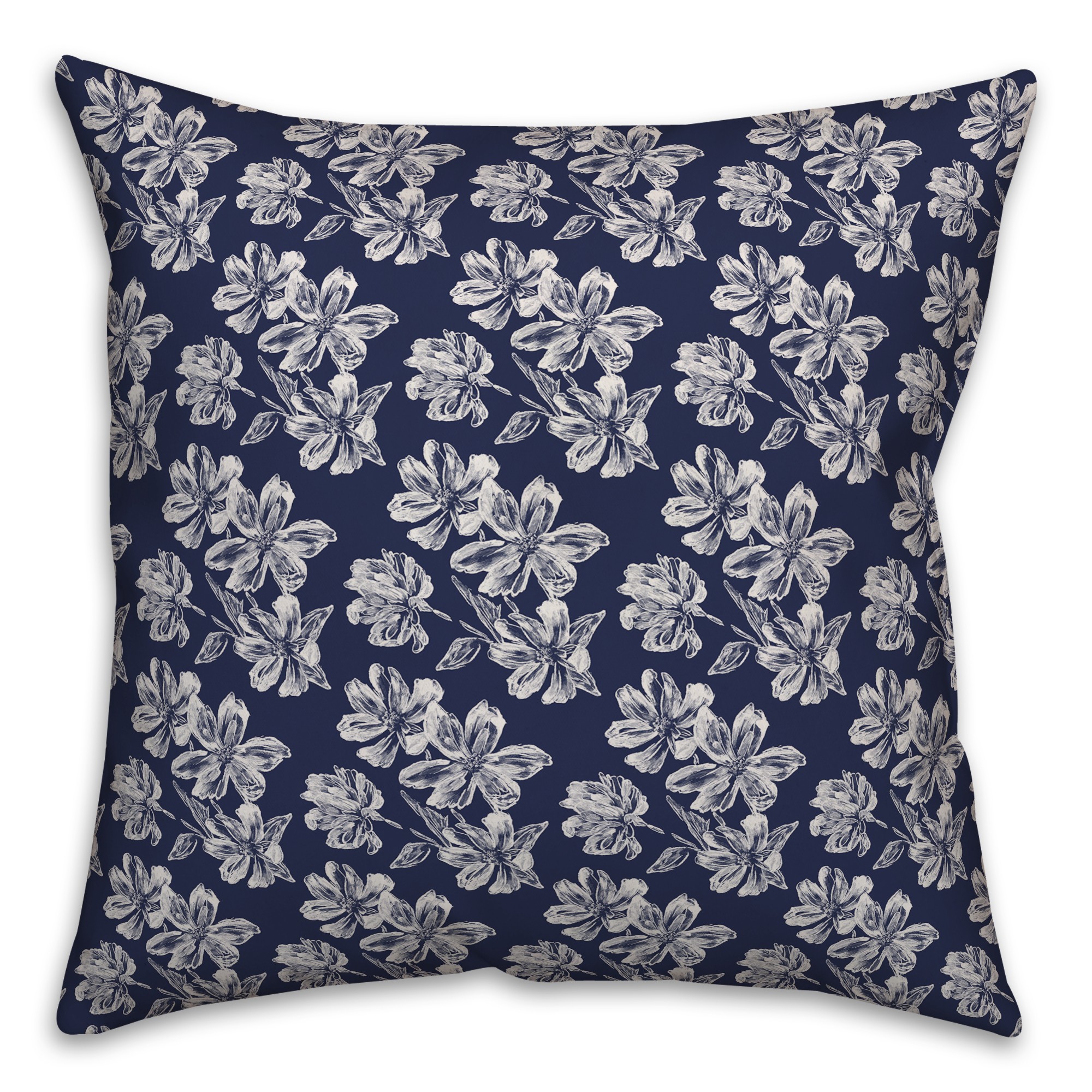 Flowers in Navy Pillow
