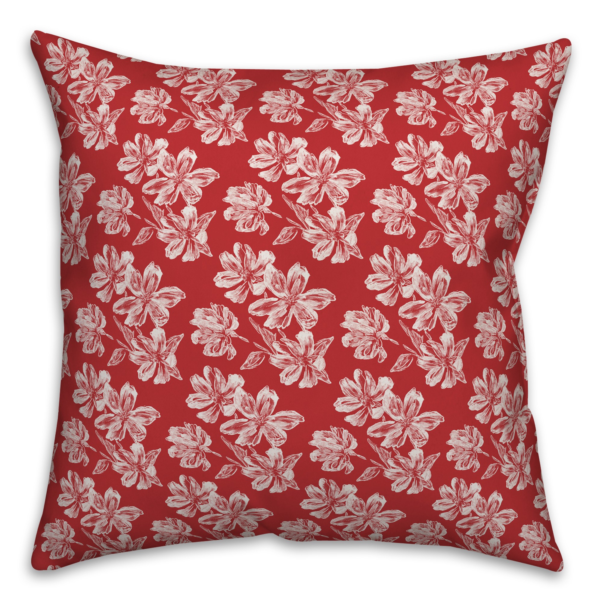 Flowers in Red Pillow