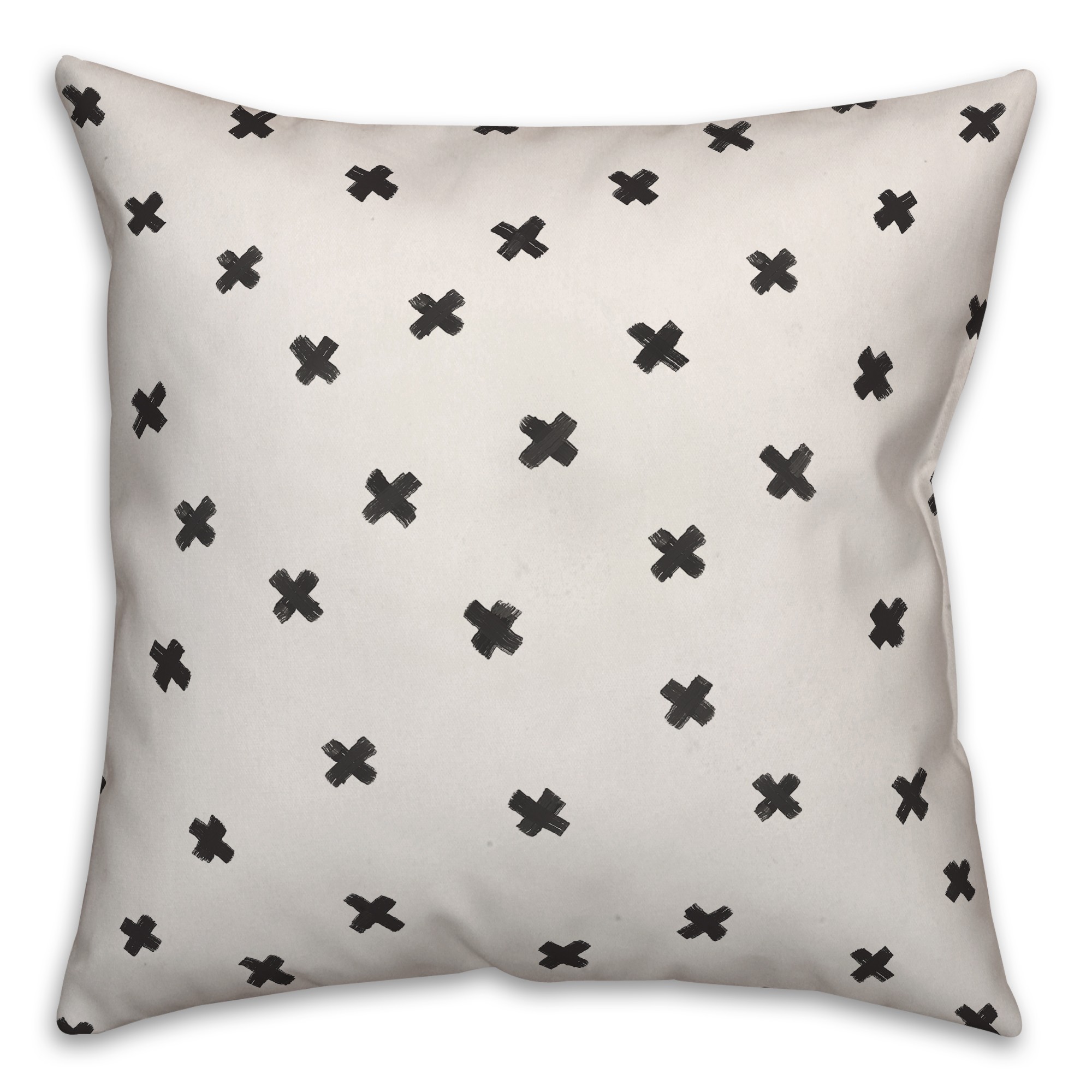 Ink Cross Pattern in Black Pillow