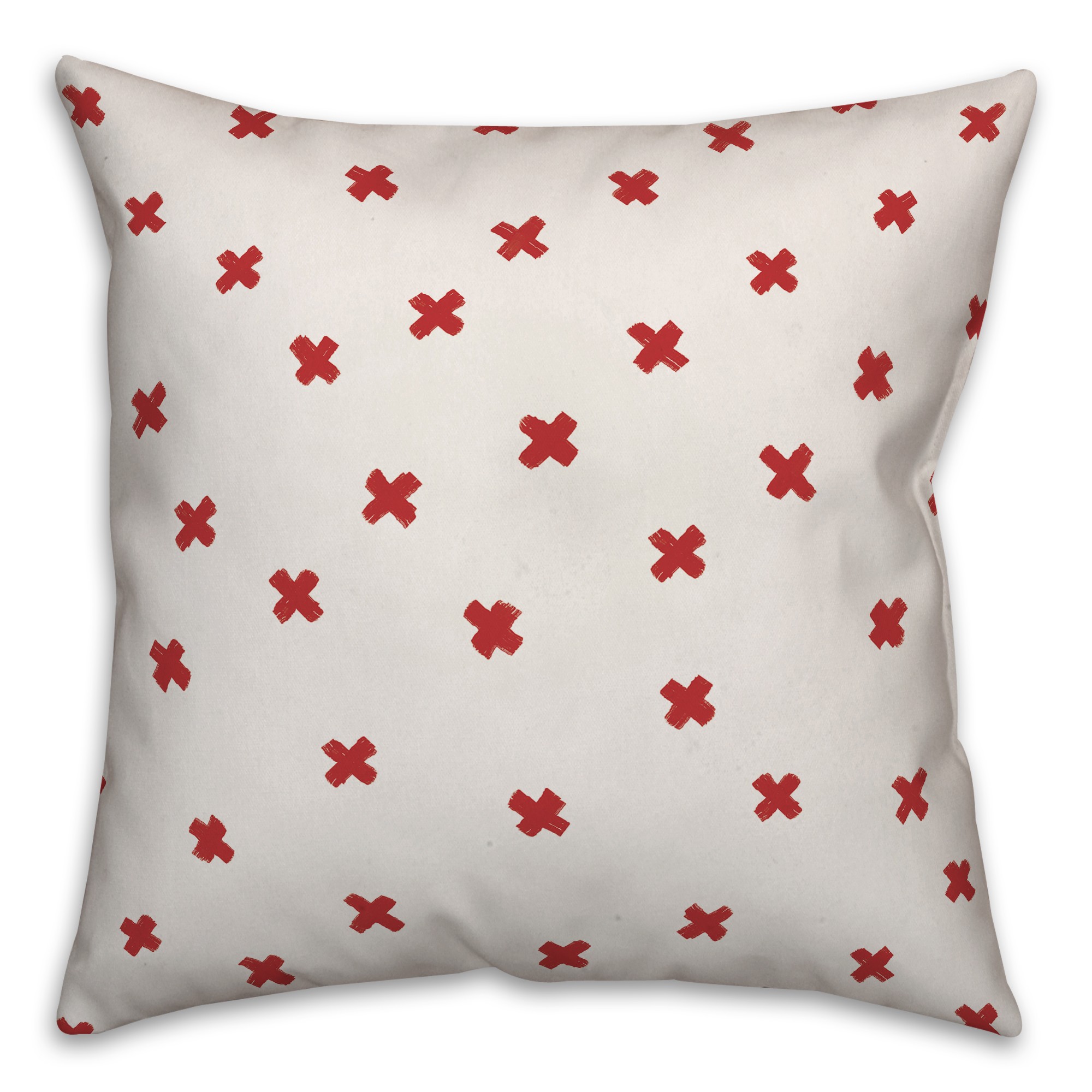 Ink Cross Pattern in Red Pillow