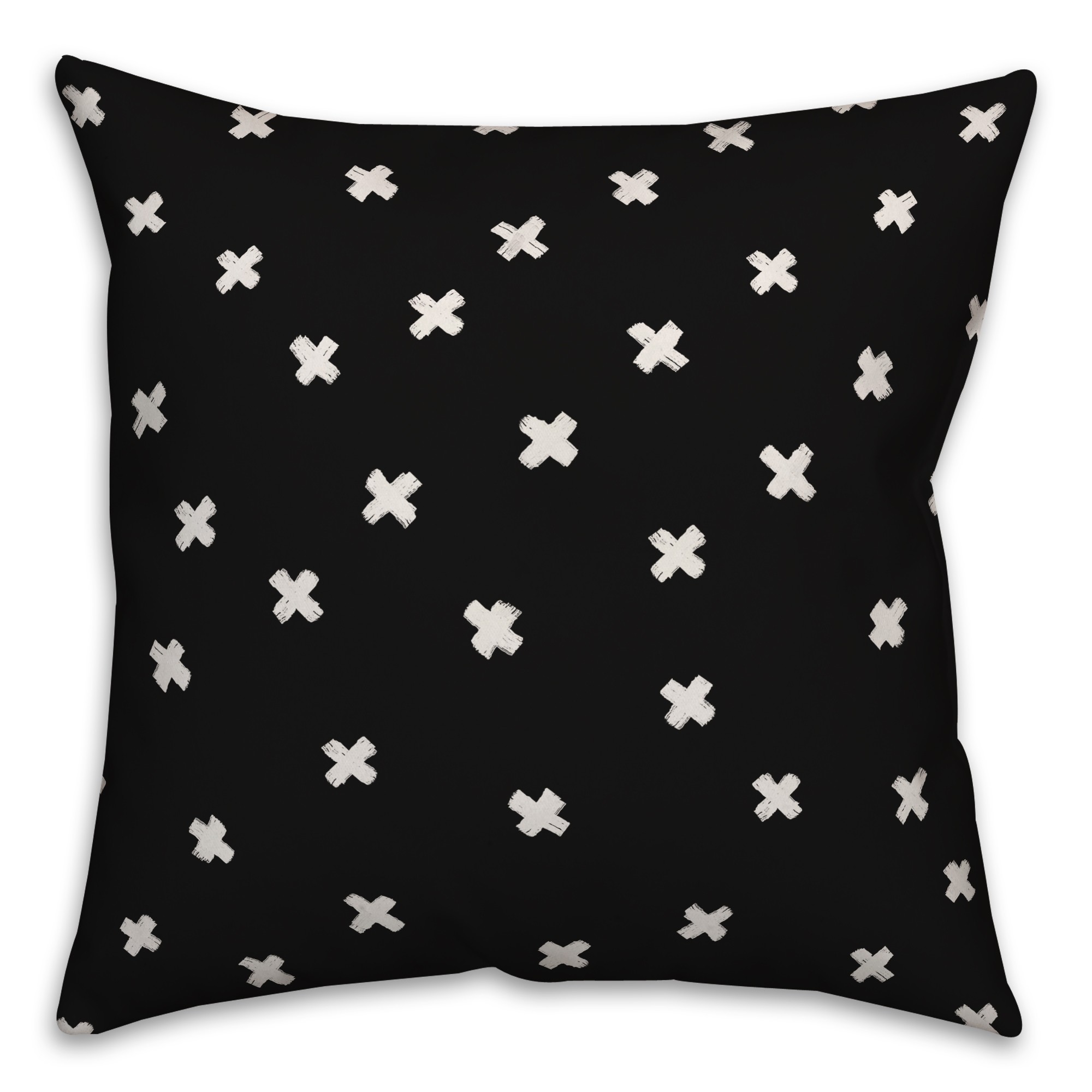 Ink Cross Pattern in Black Pillow