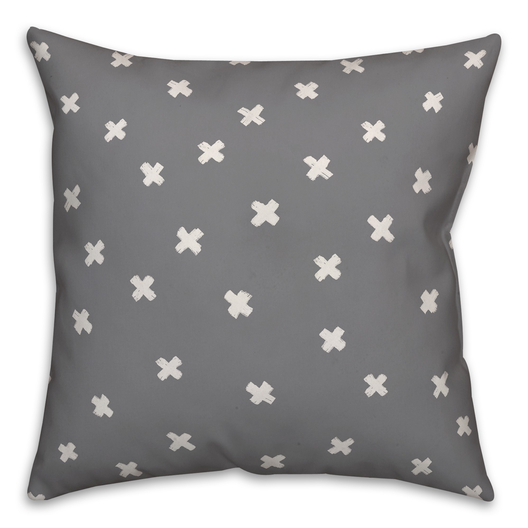 Ink Cross Pattern in Gray Pillow