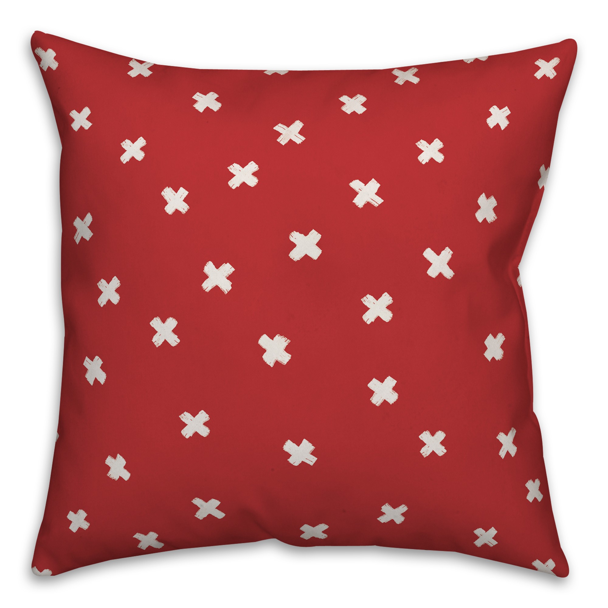 Ink Cross Pattern in Red Pillow