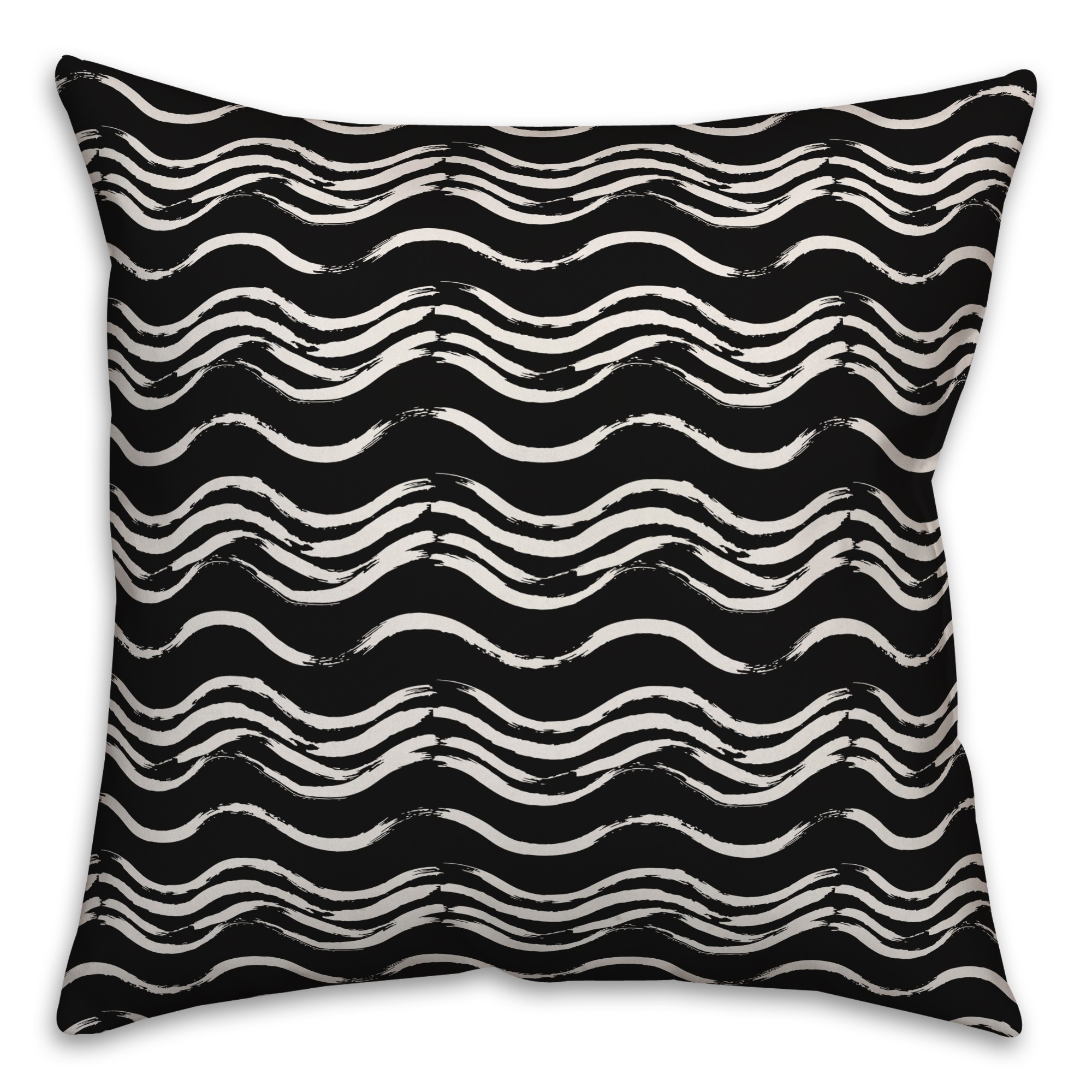 Ink Waves in Black Pillow