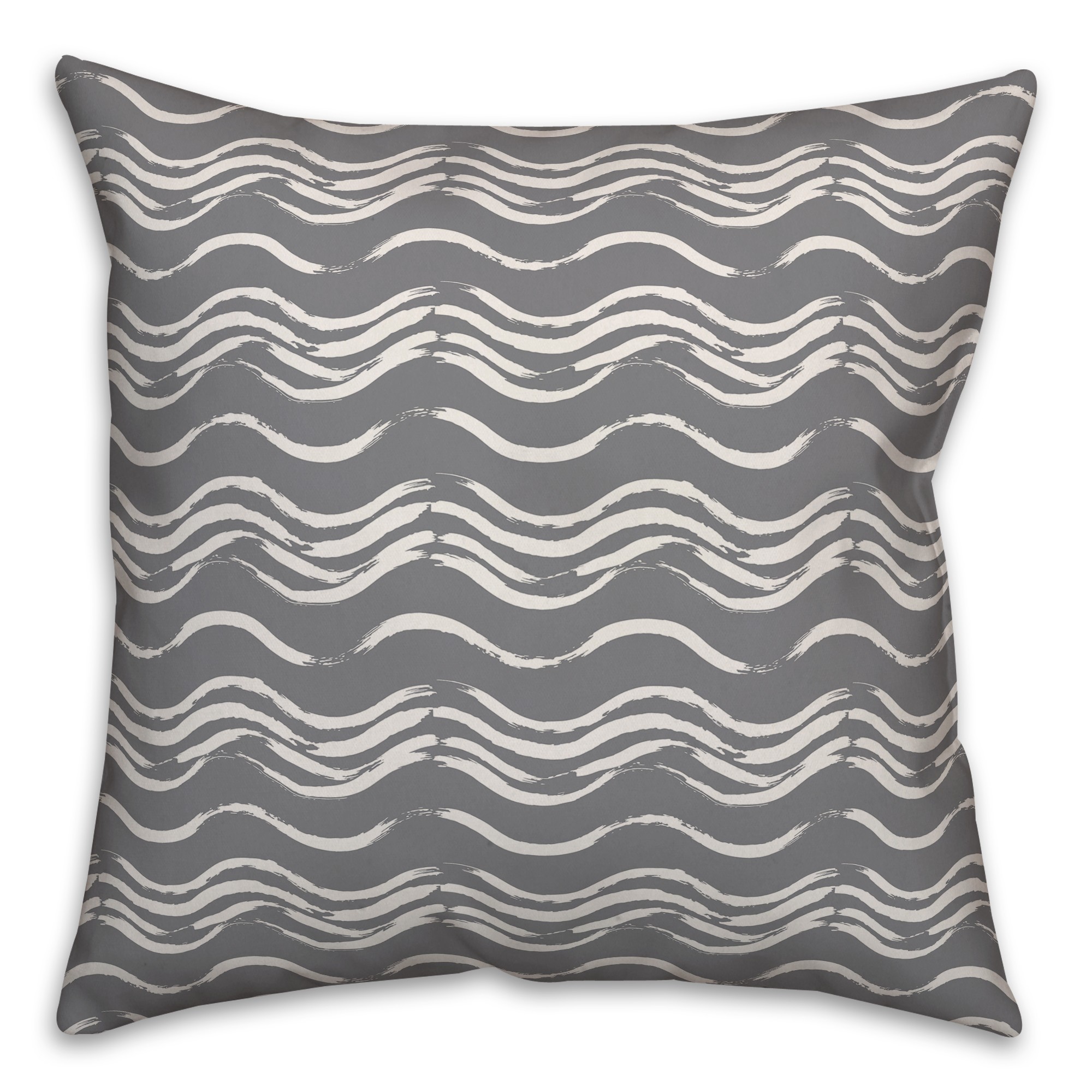 Ink Waves in Gray Pillow