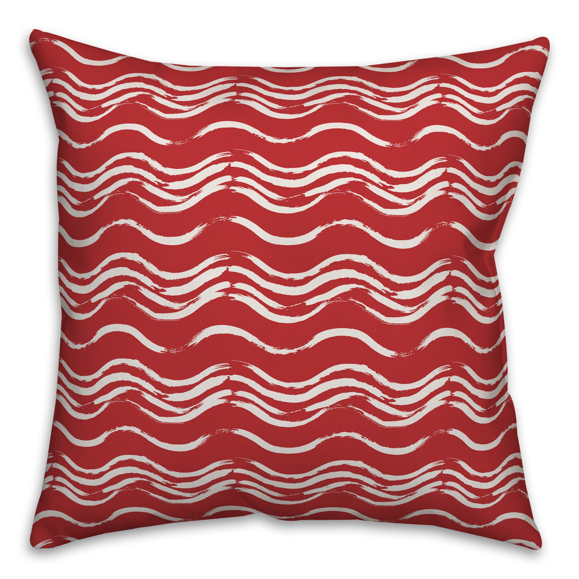 Ink Waves in Red Pillow