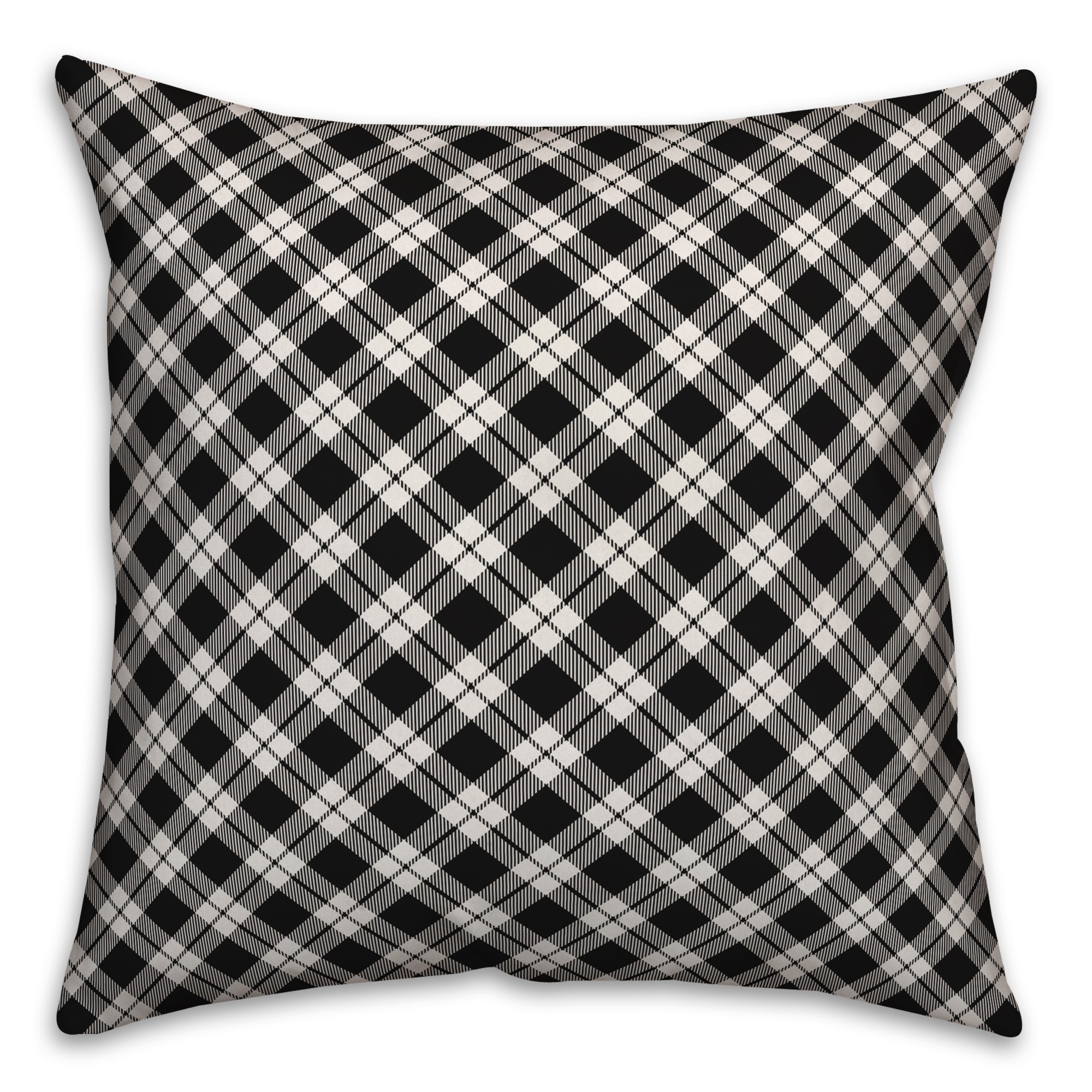 Plaid in Black Pillow