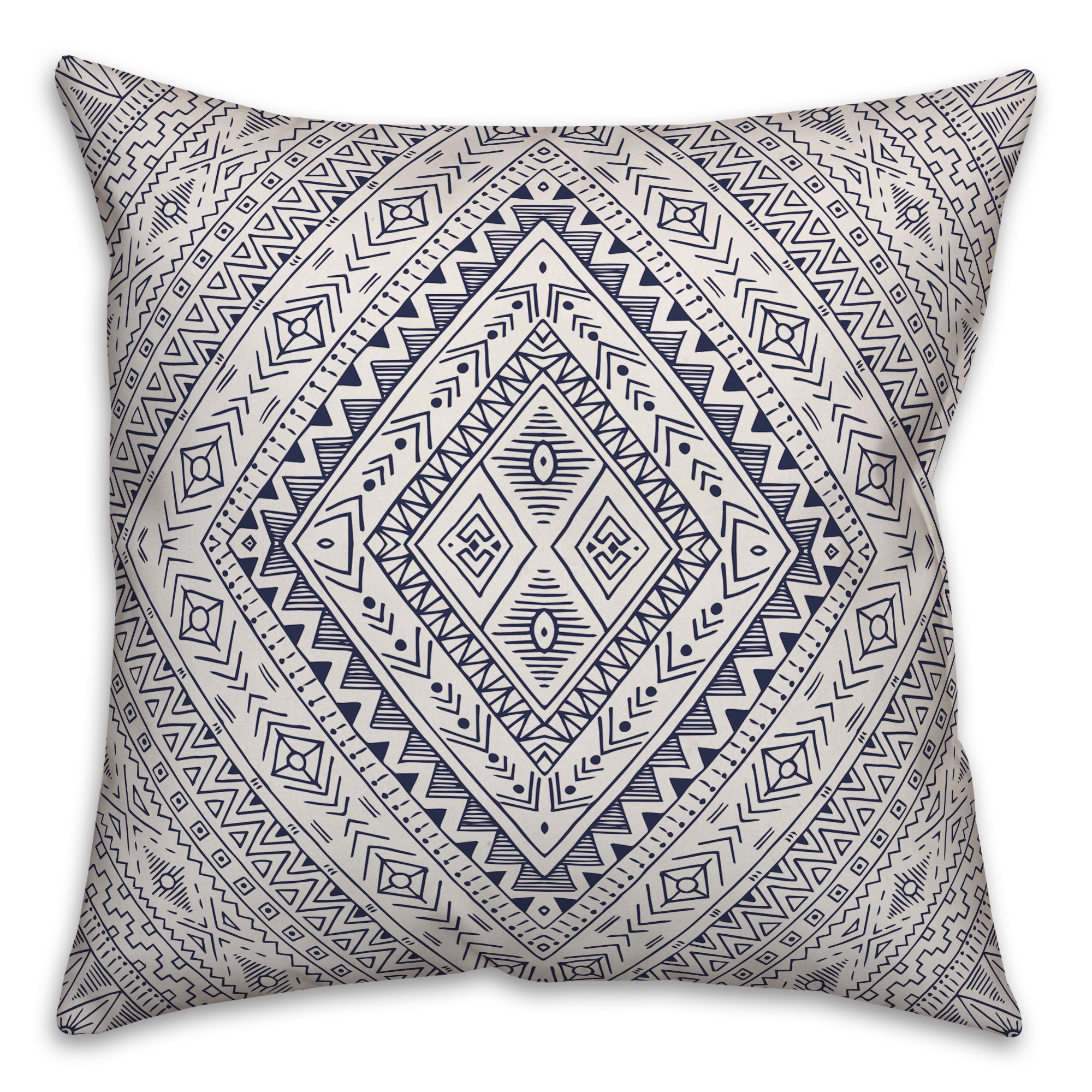 Aztec Diamond in Navy Pillow
