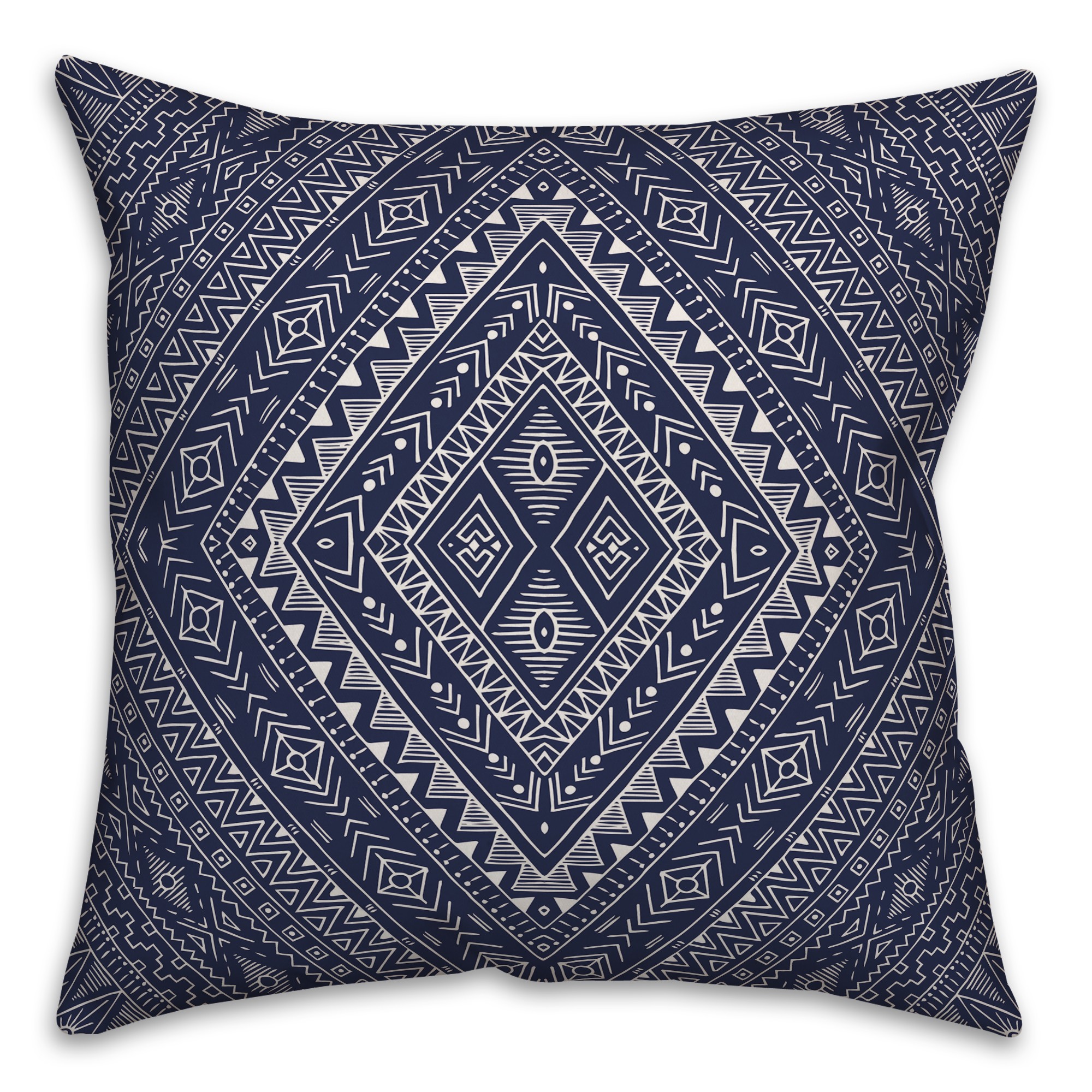 Aztec Diamond in Navy Pillow