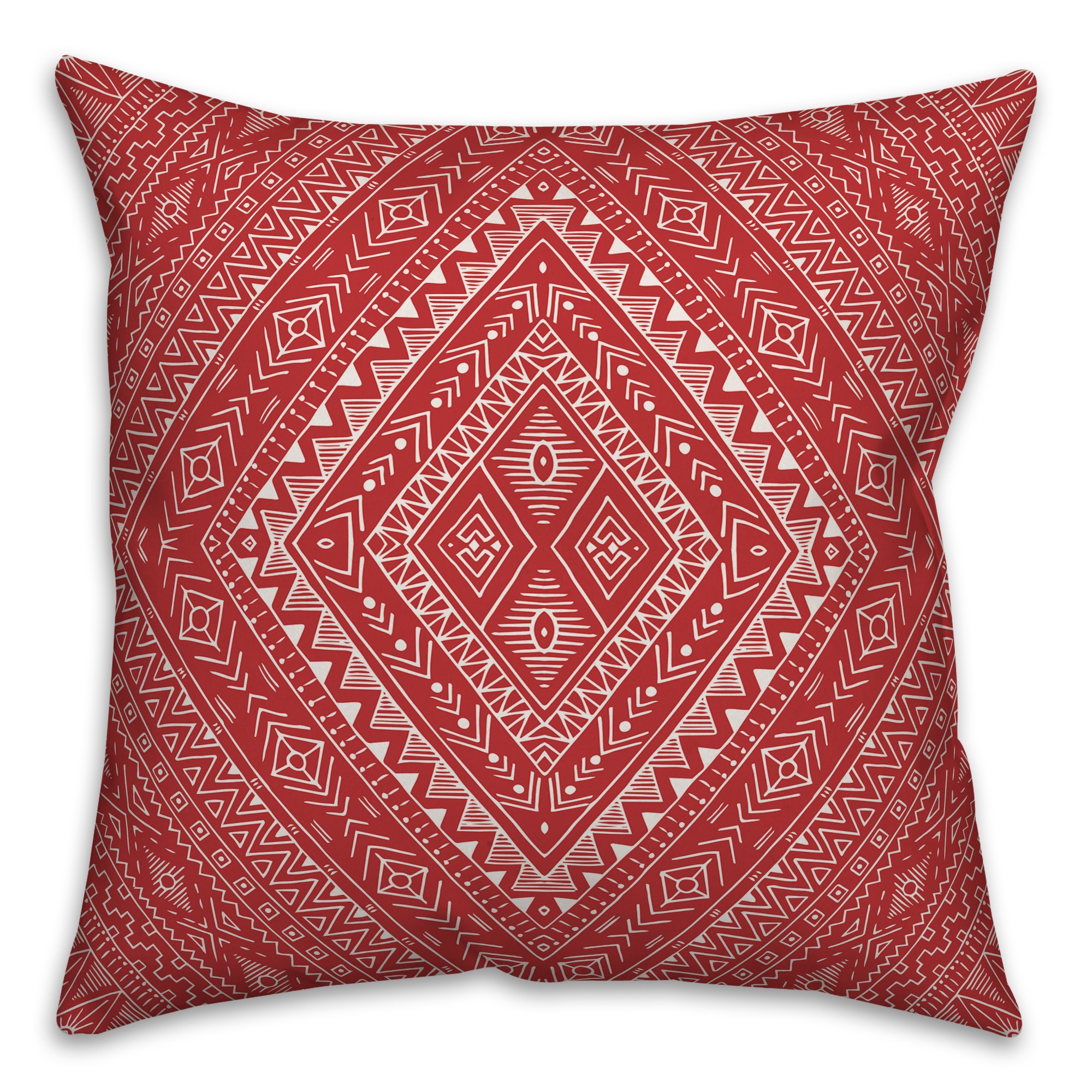 Aztec Diamond in Red Pillow