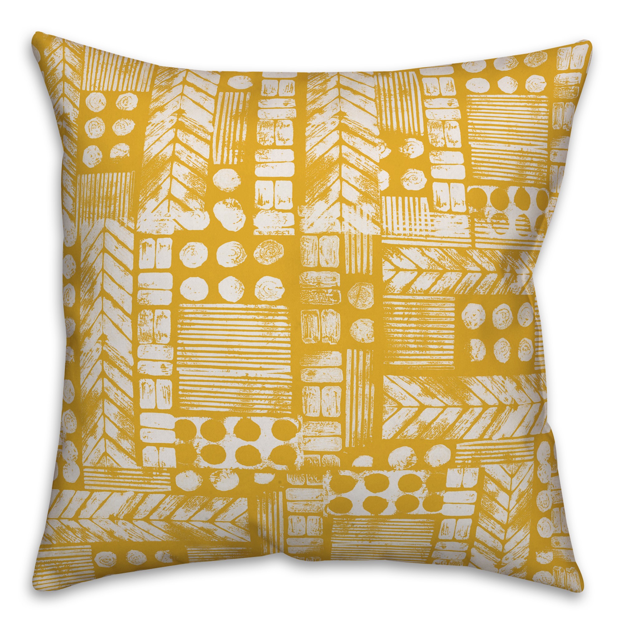 Aztec Stamp in Yellow Pillow