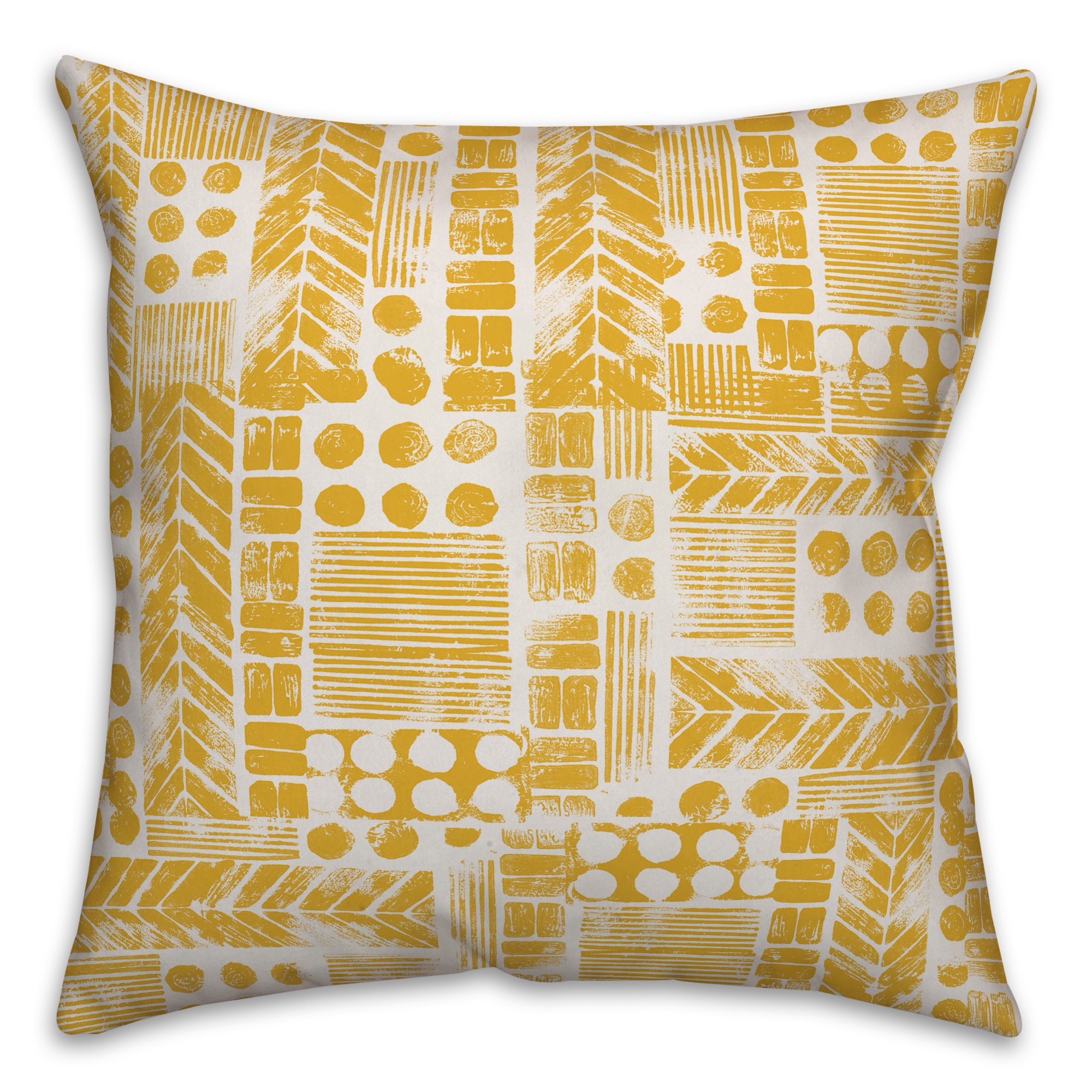 Aztec Stamp in Yellow Pillow