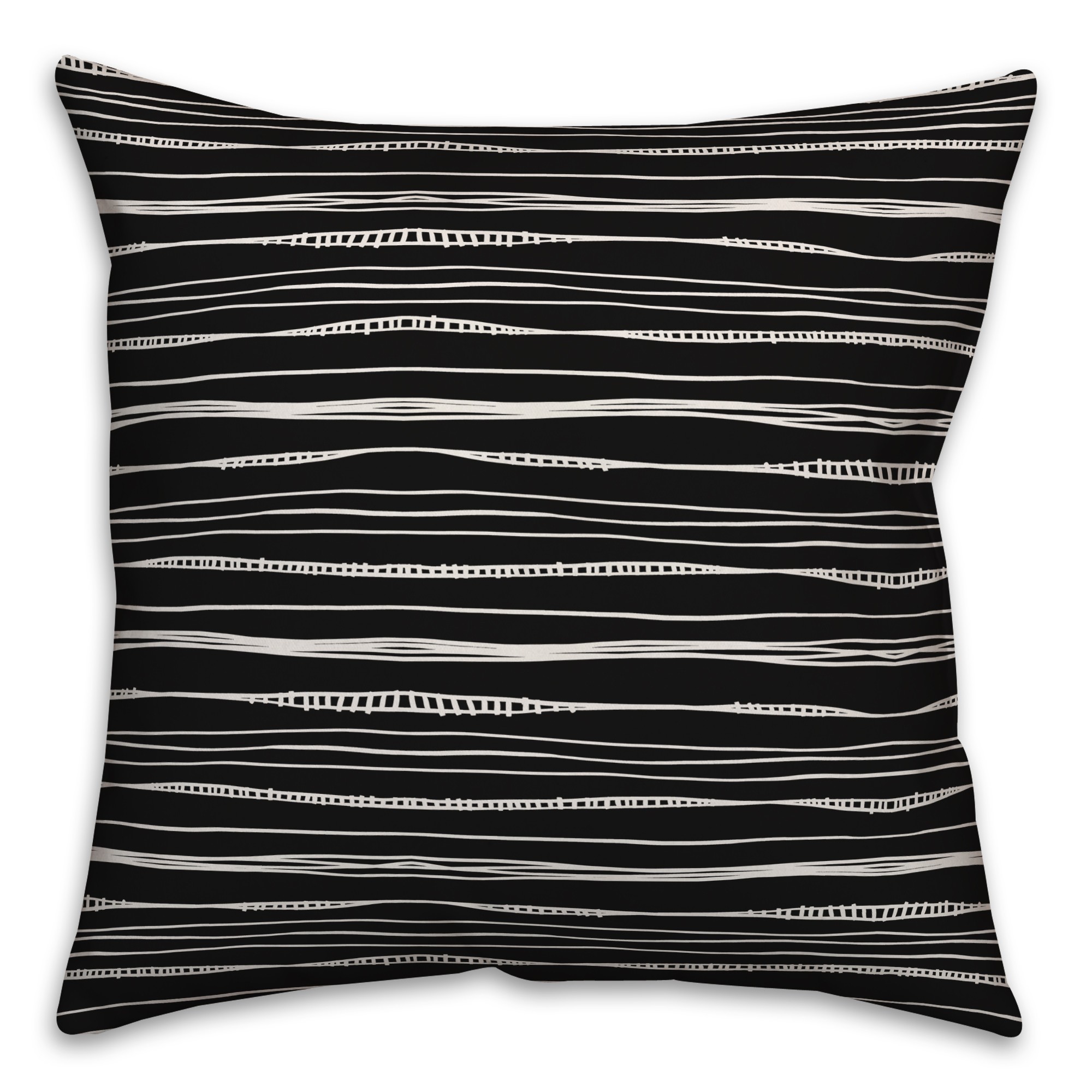 Wavy Lines in Black Pillow